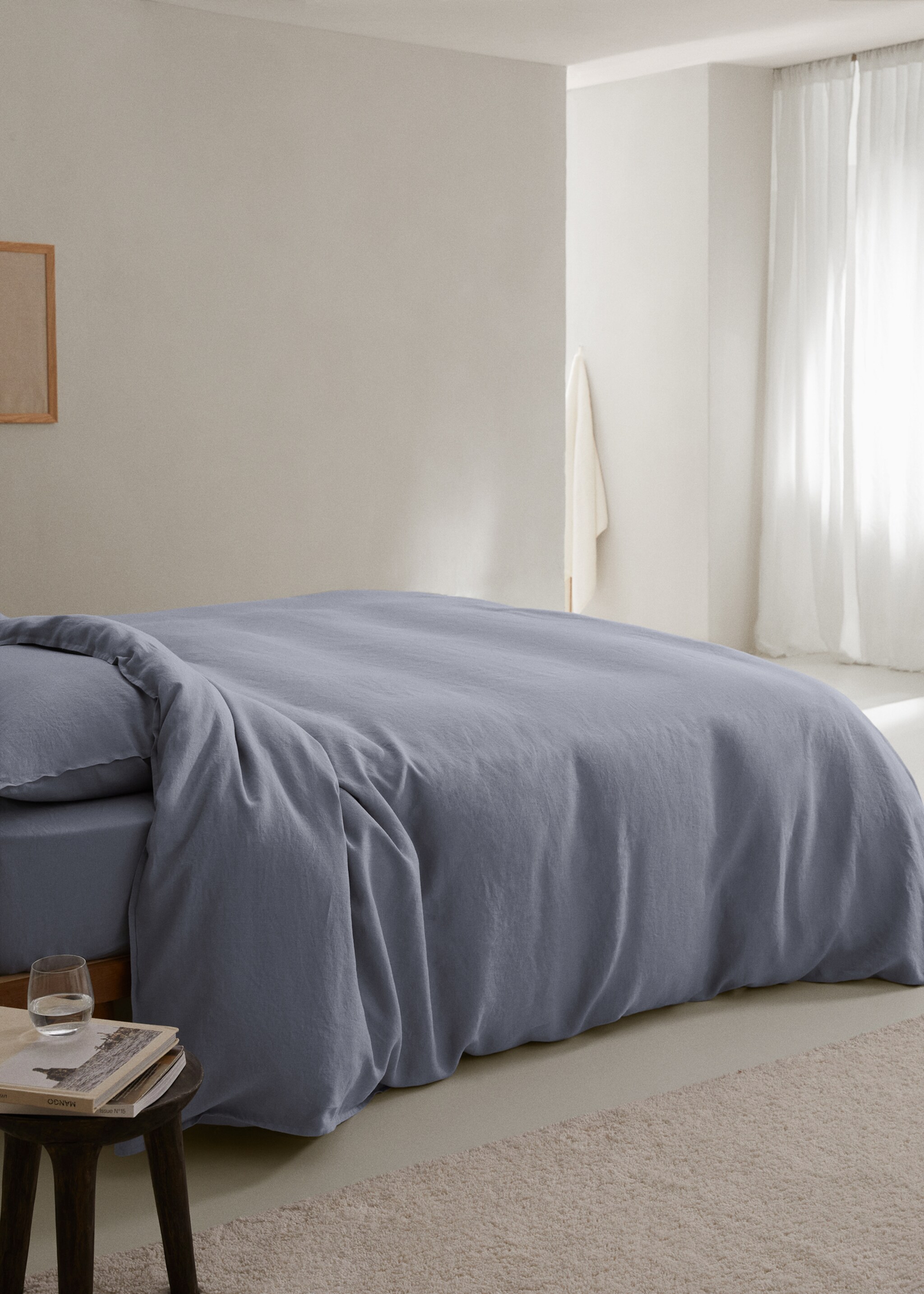 100% linen duvet cover large queen bed - General plane, Indigo Blue. Ref: 67004078-00.