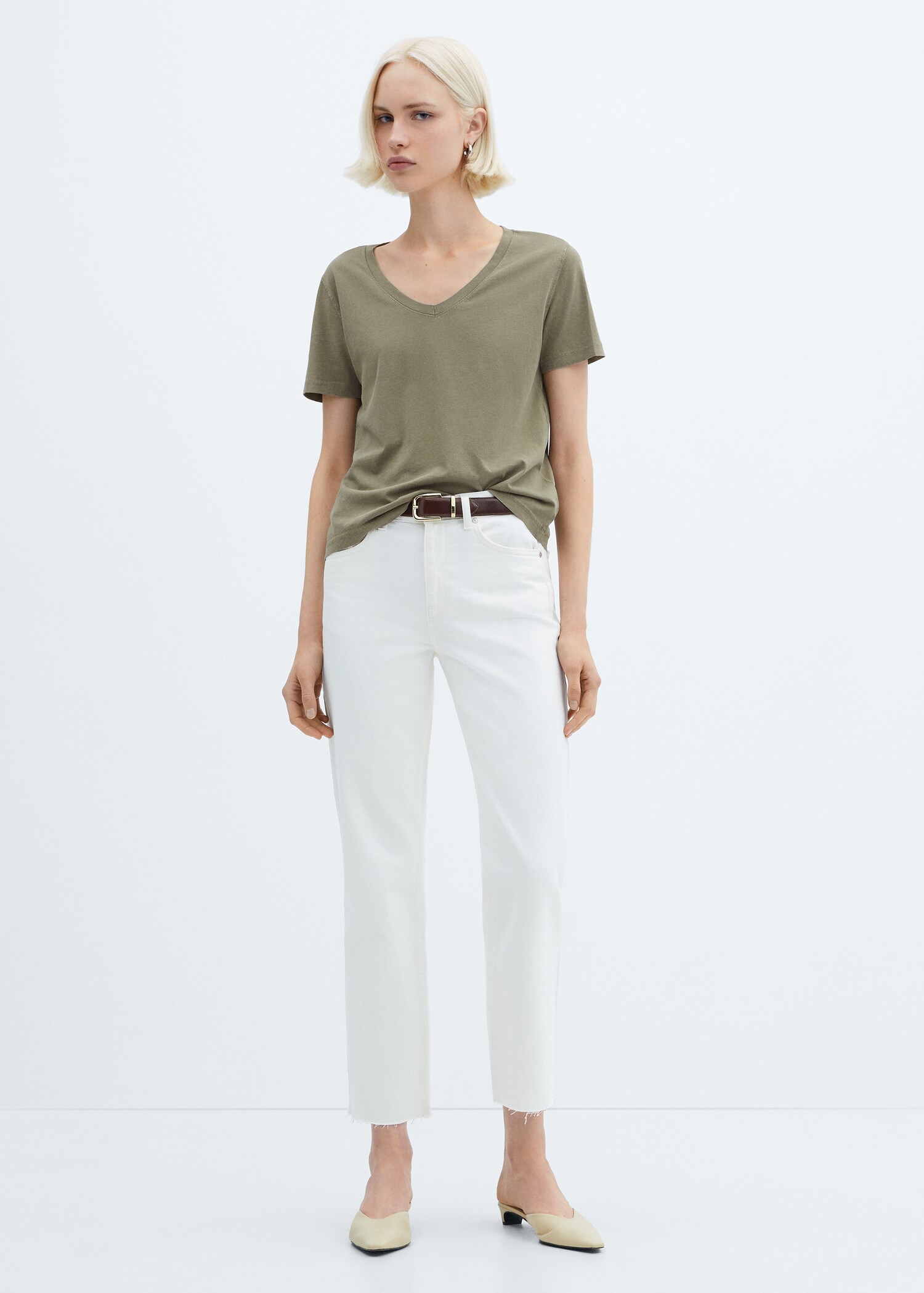 Washed-effect cotton t-shirt - General plane