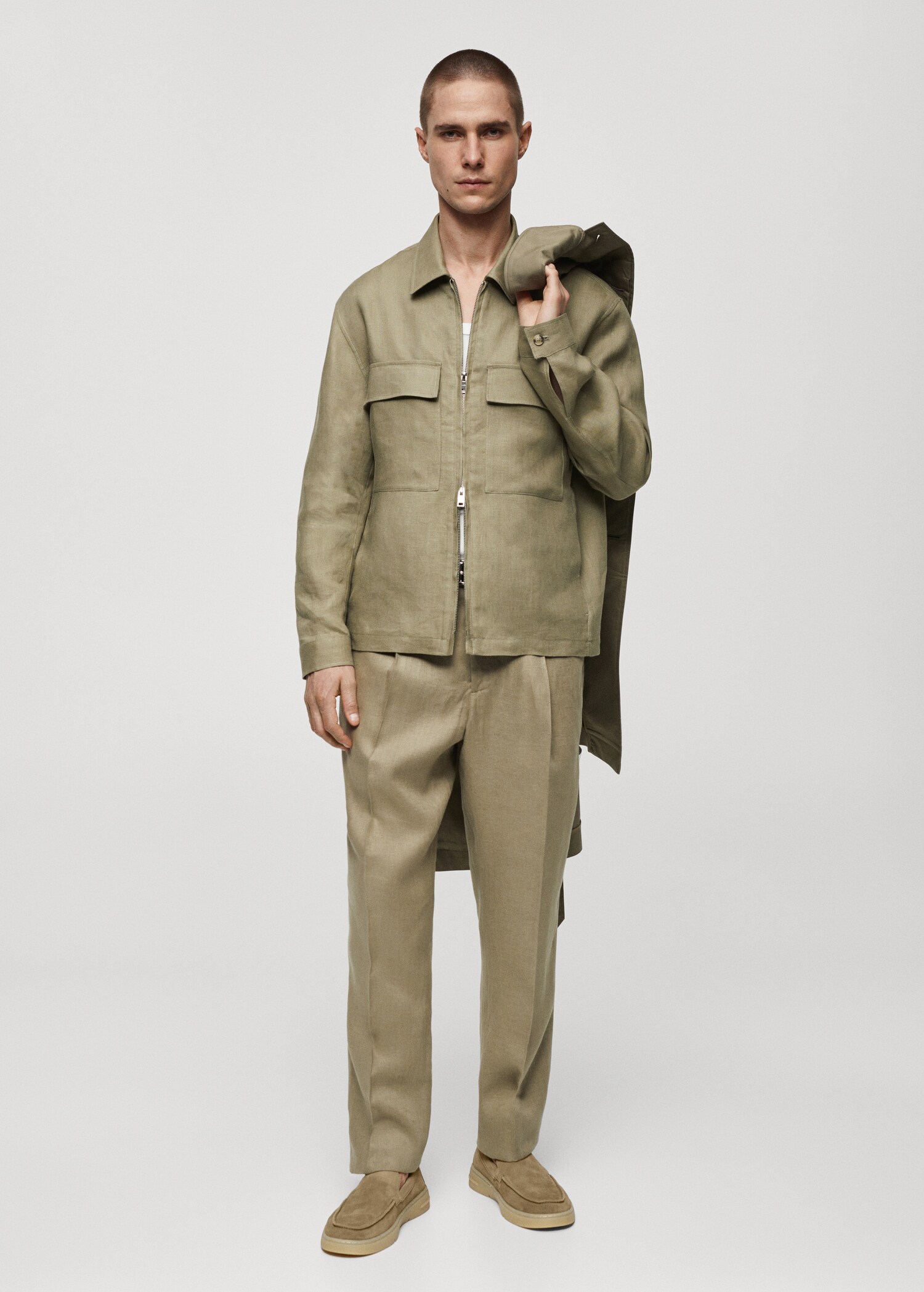 100% linen regular-fit trousers - General plane