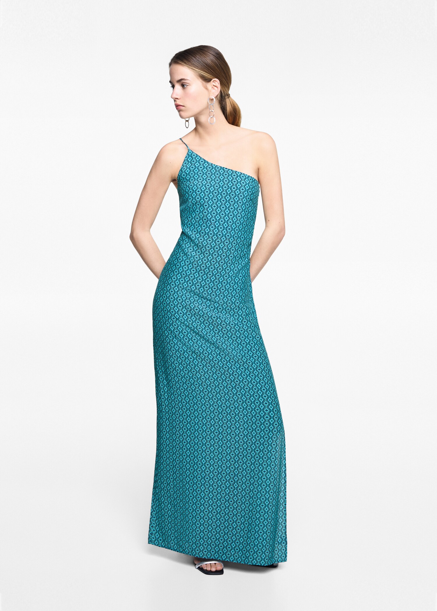 Printed asymmetrical dress - General plane