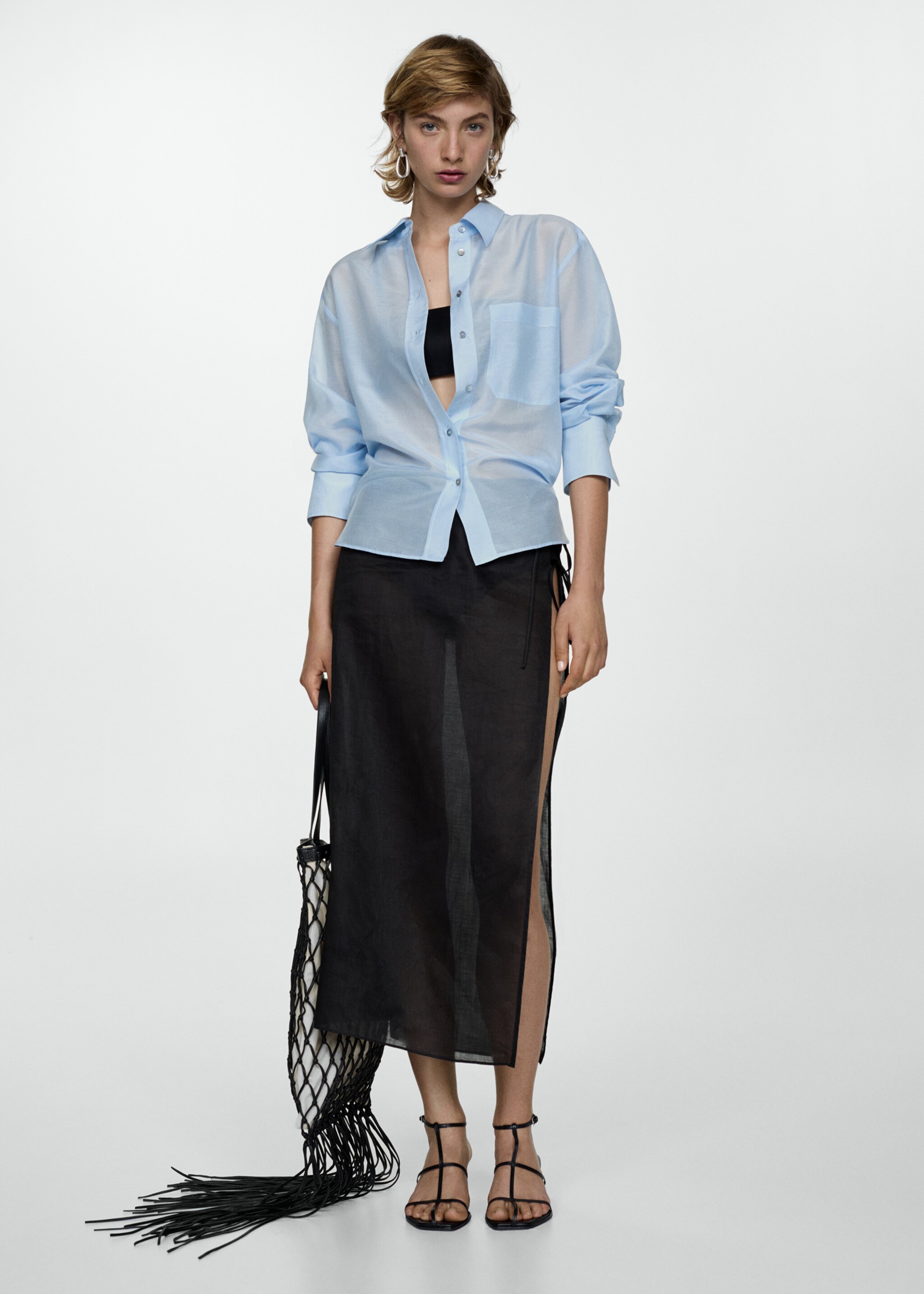 Oversized silk cotton shirt - General plane