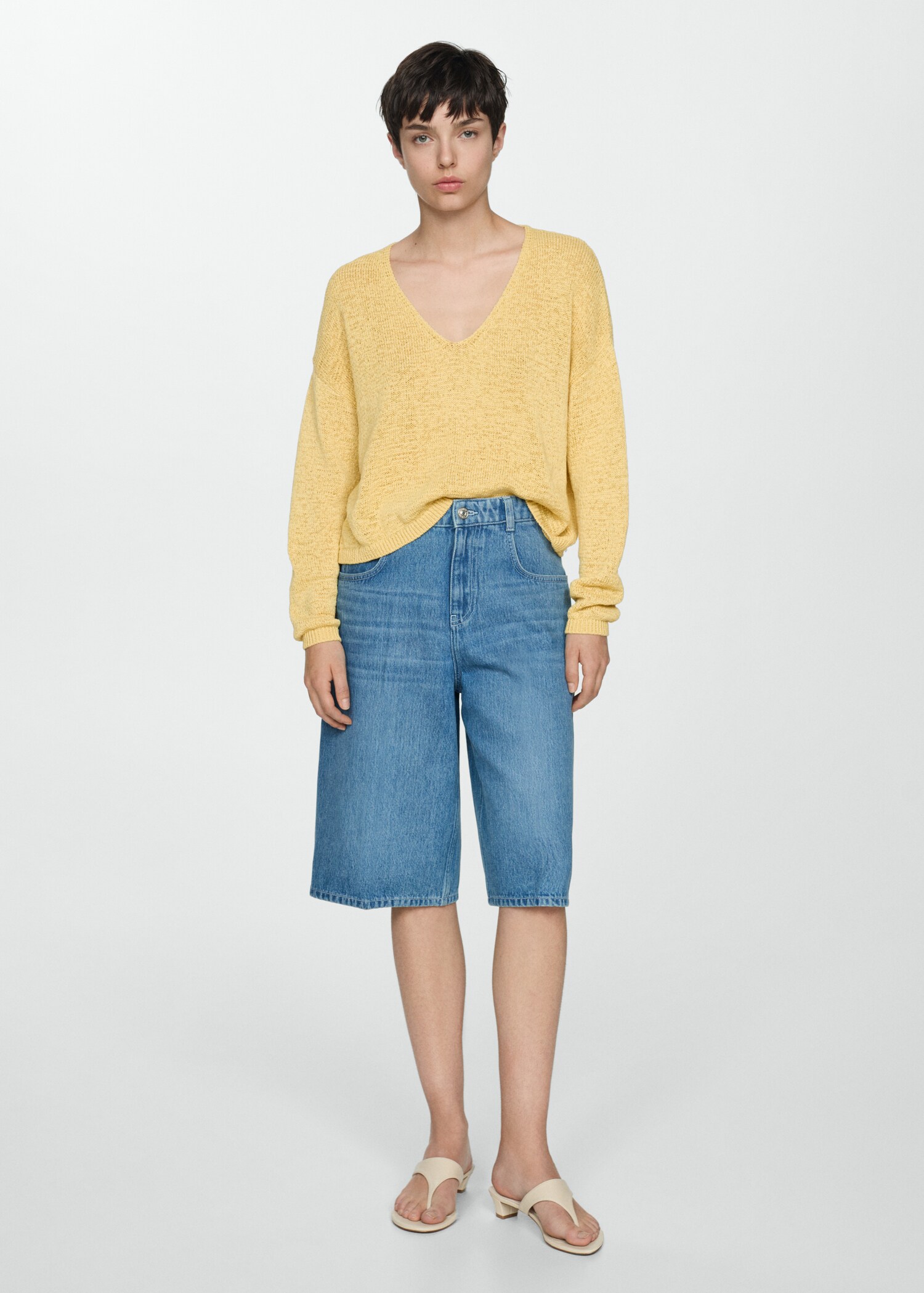 Pull-over maille fine col V - Plan général