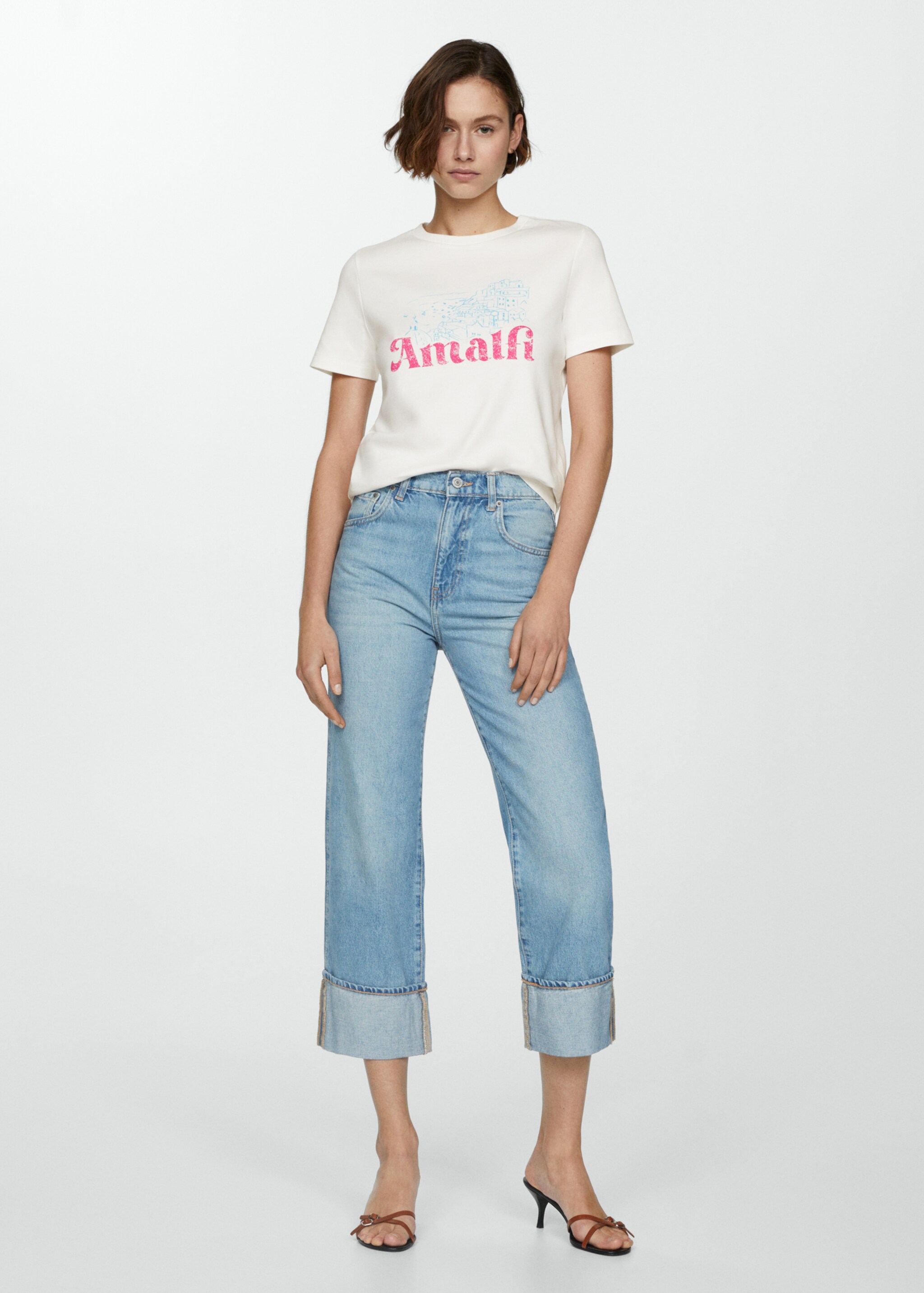Camiseta 100% algodón mensaje estampado - Plano general