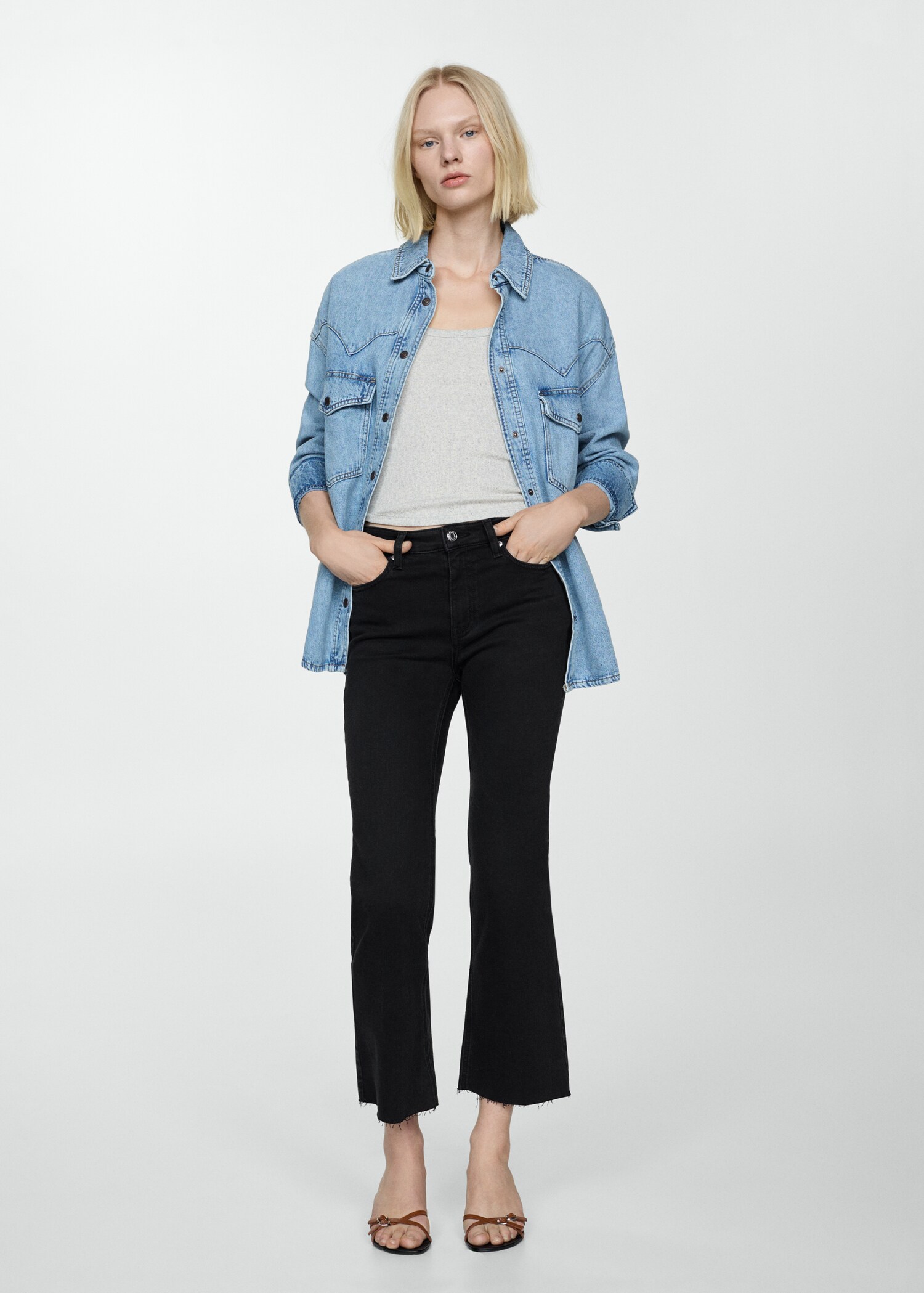 Sienna flare crop frazonú farmernadrág - Általános sík