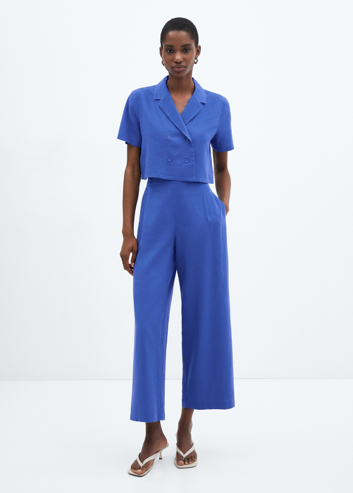 Wideleg linen trousers - General plane