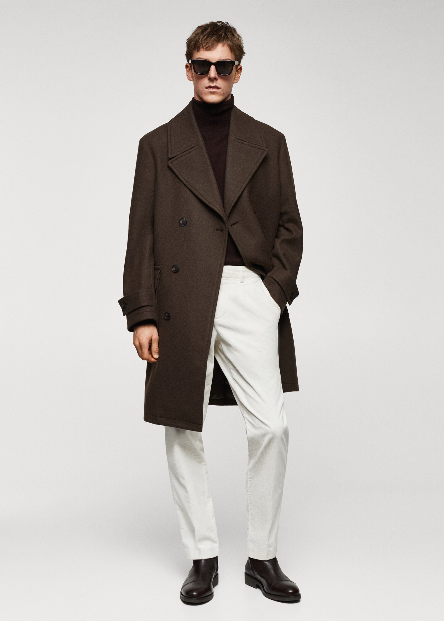 Manteau laine croisé boutons - Plan général