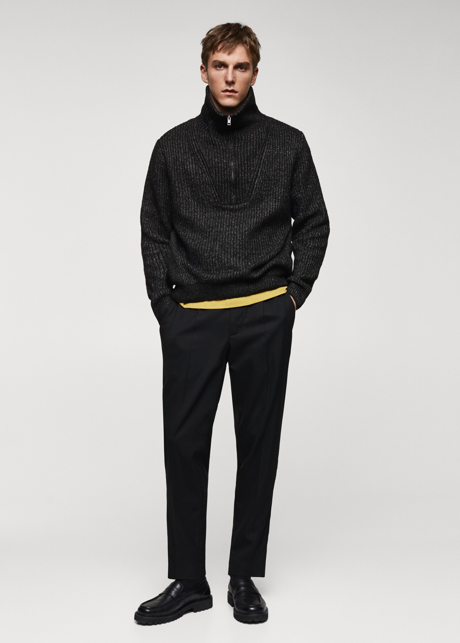 Wollpullover mit halbhohem Zip-Kragen - Allgemeine Ansicht