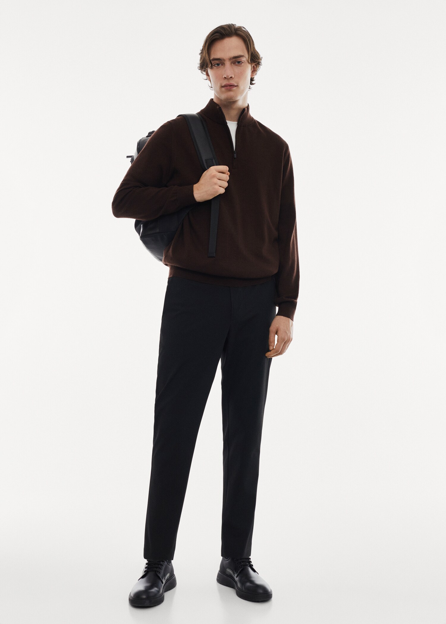 100% merino wool sweater with zipper neck - General plane