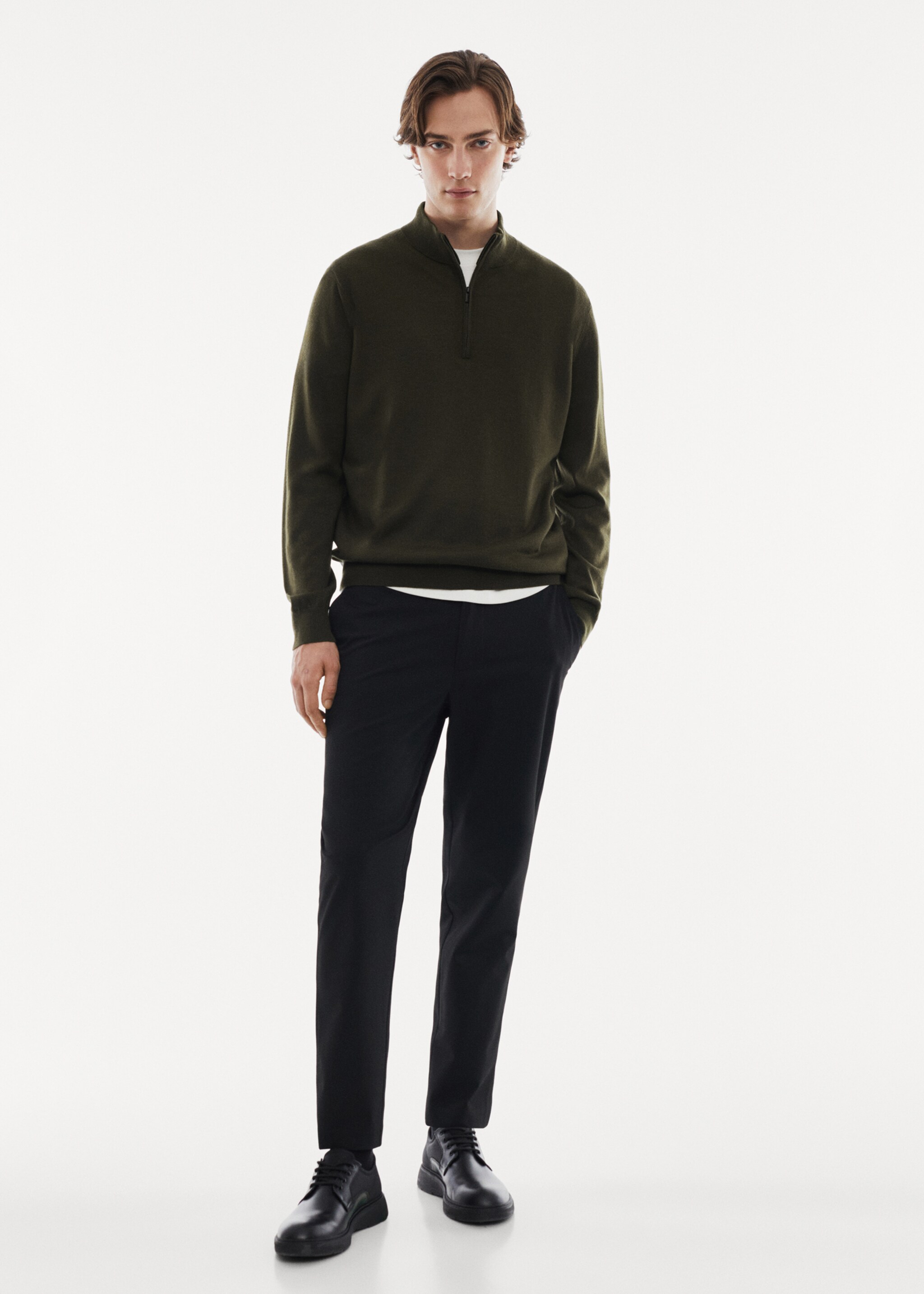 100% merino wool sweater with zip-neck - General plane