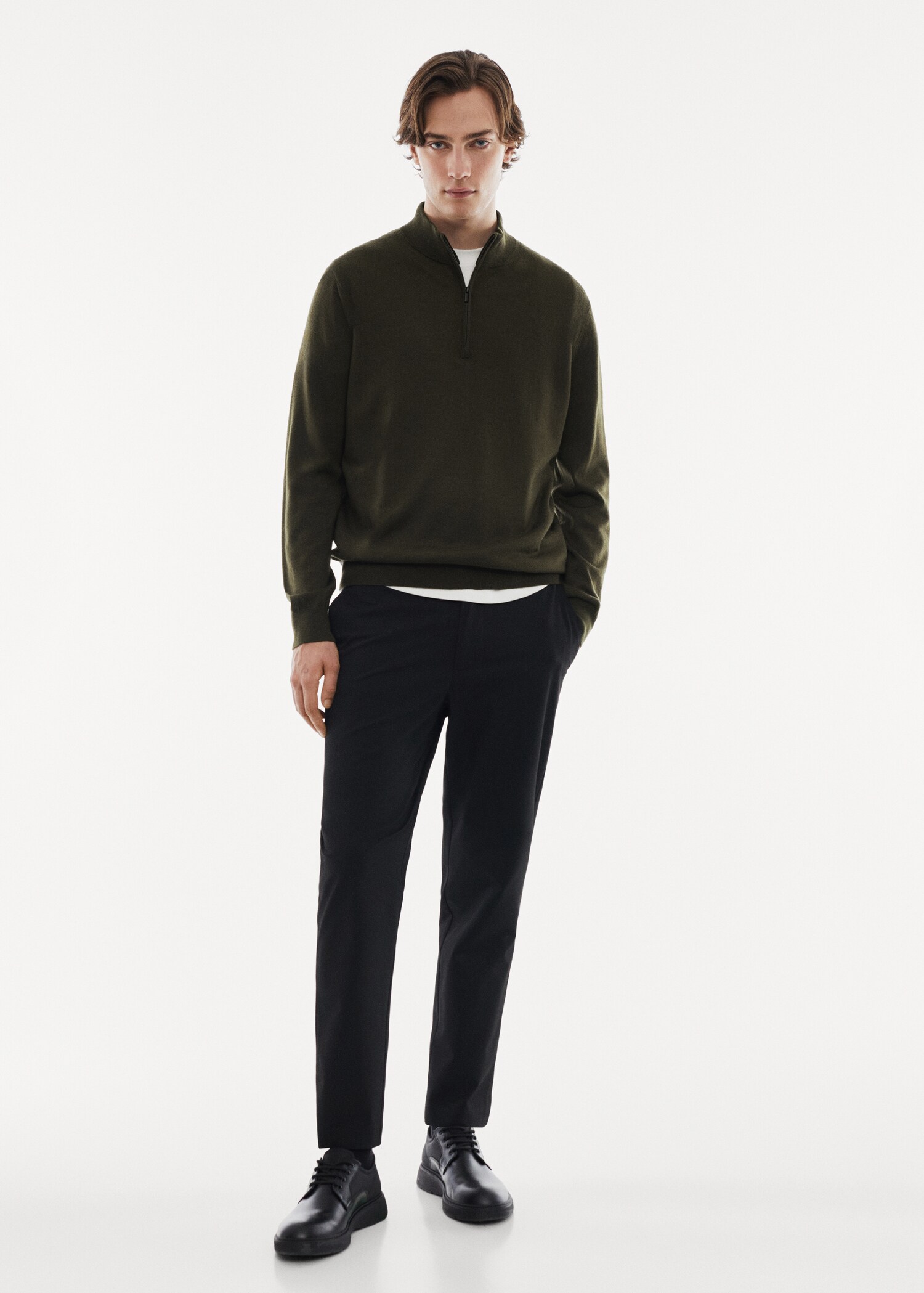 100% merino wool sweater with zipper neck - General plane