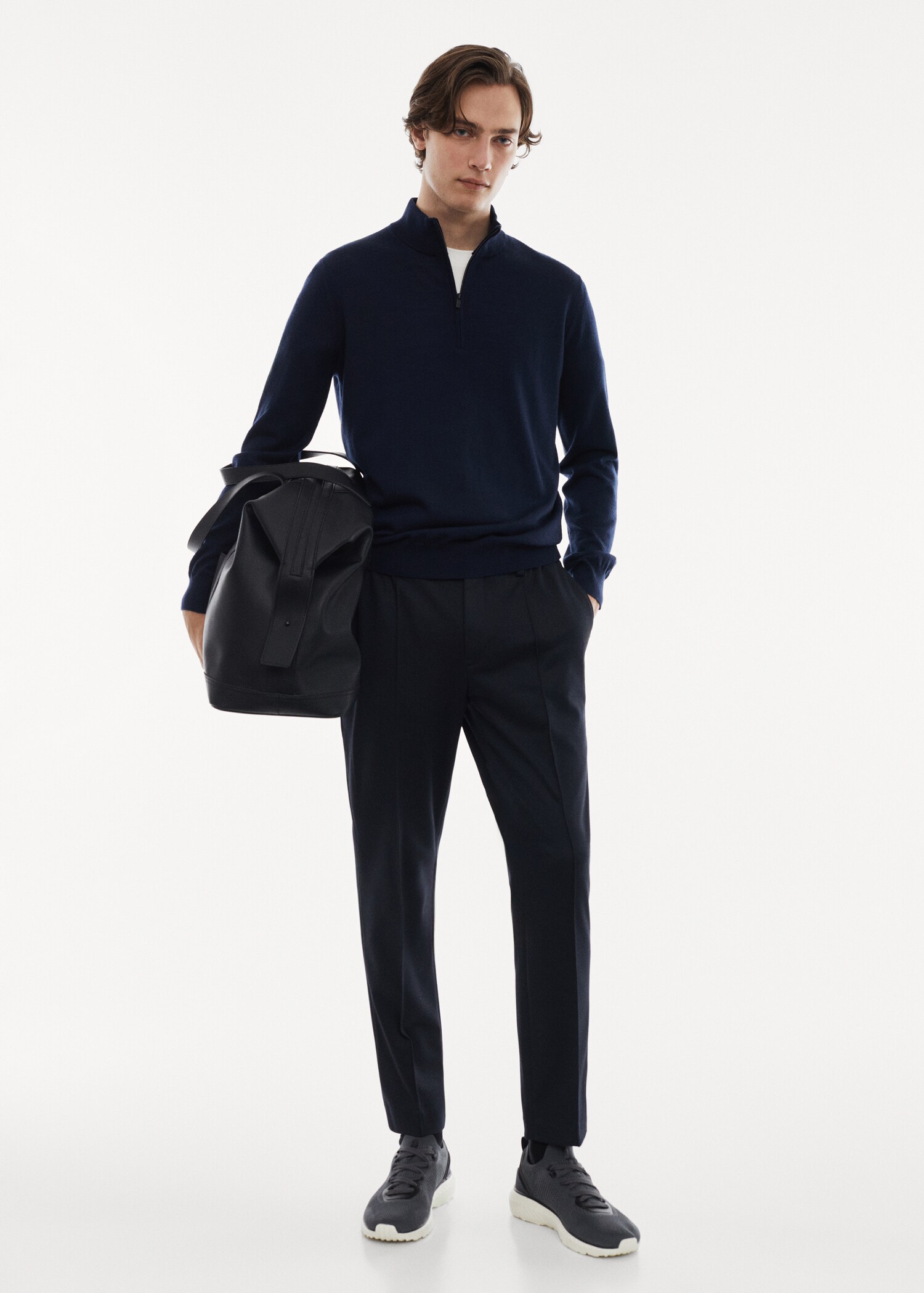100% merino wool sweater with zipper neck - General plane