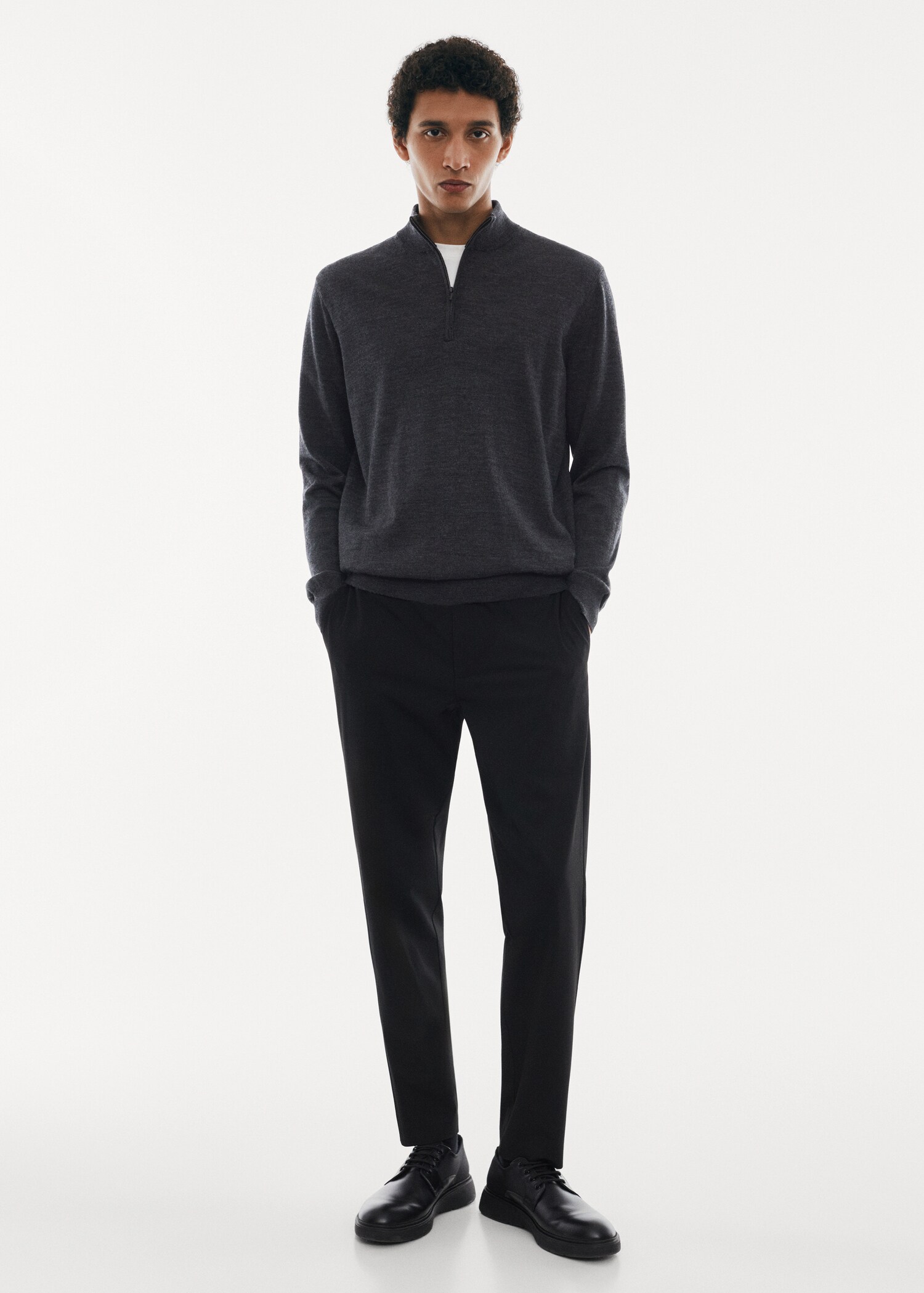 100% merino wool sweater with zipper neck - General plane