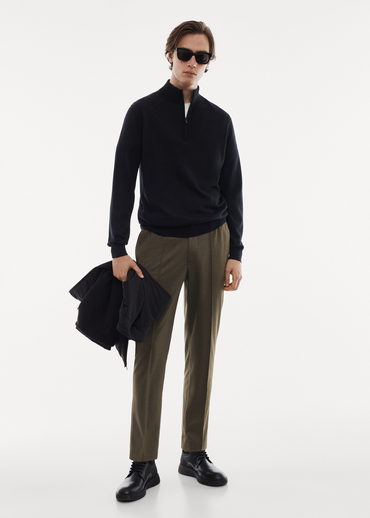 100% merino wool sweater with zipper neck - General plane