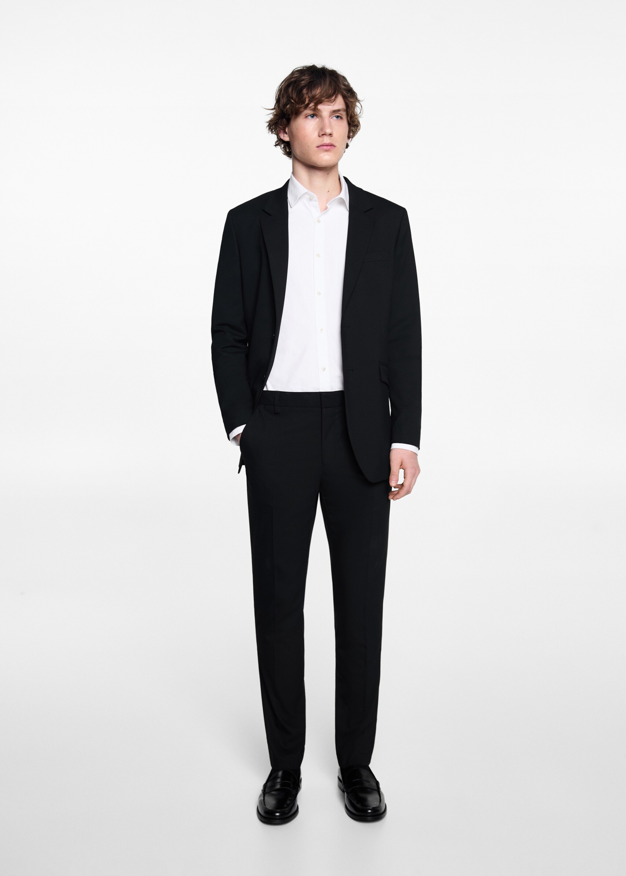 Pantalón traje slim fit - Plano general, Negro. Ref: 67010659-00.