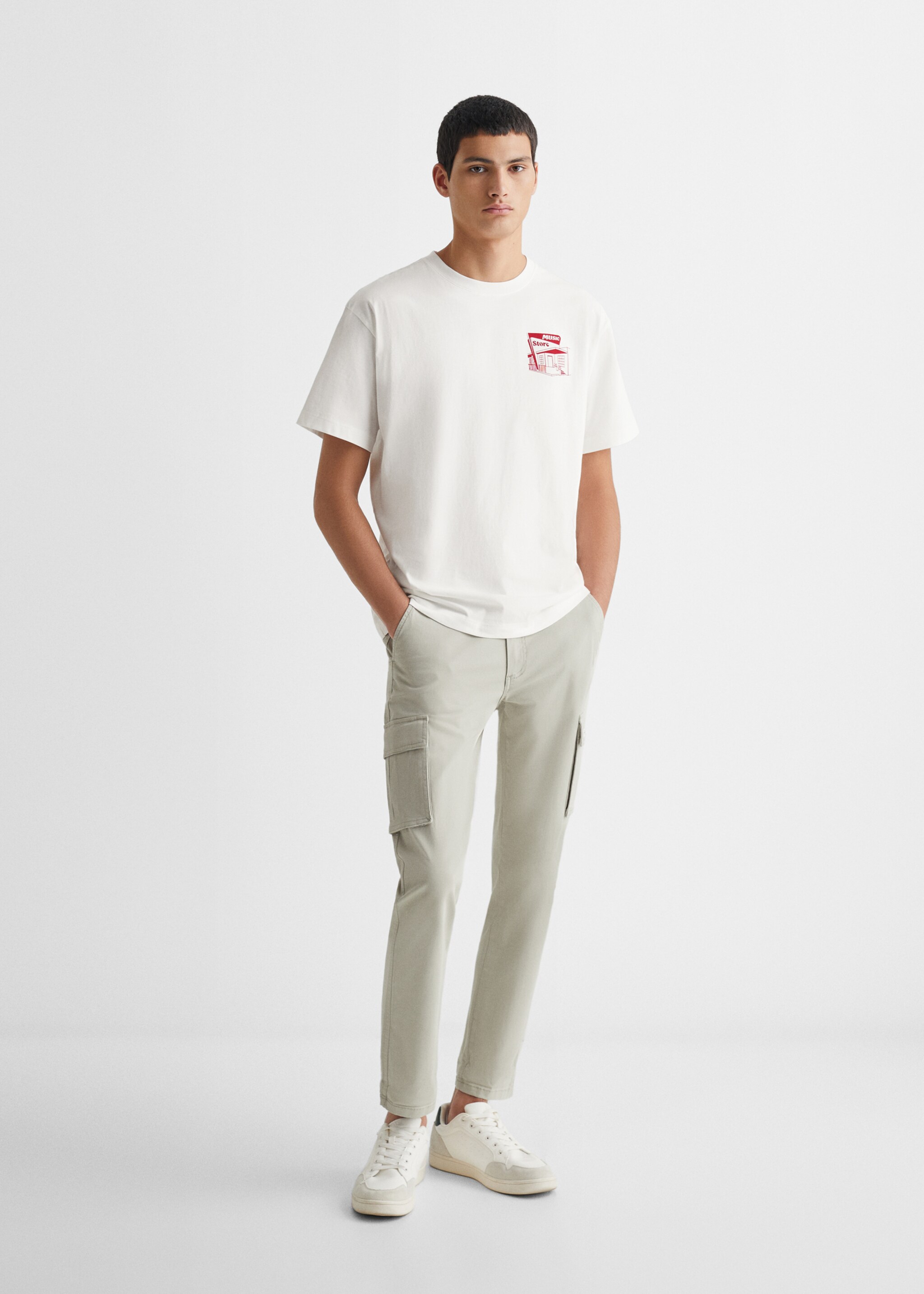 Bedrucktes Baumwoll-T-Shirt - Allgemeine Ansicht, Beige. Ref: 67012919-00.