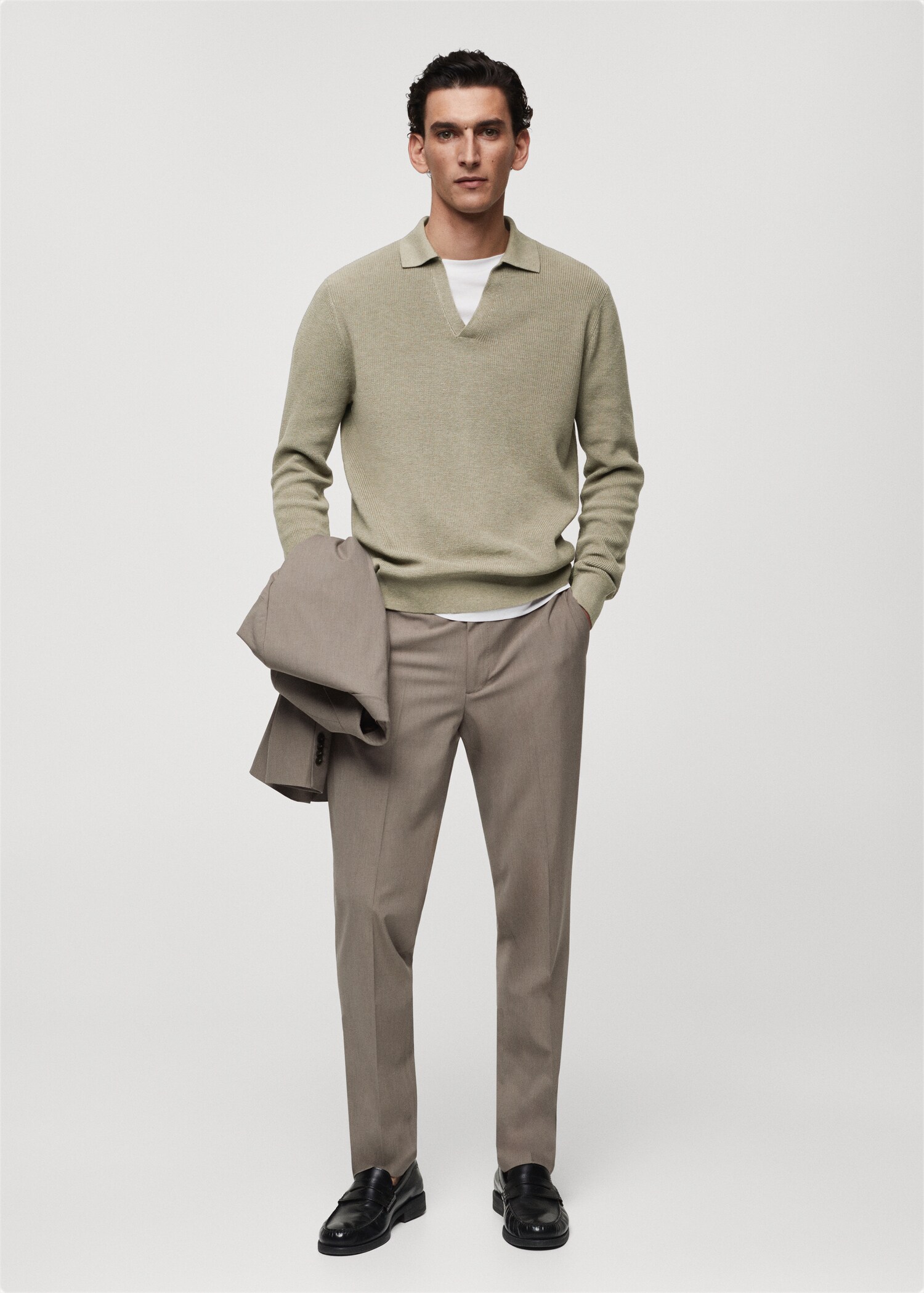 Ribbed knit polo shirt - General plane