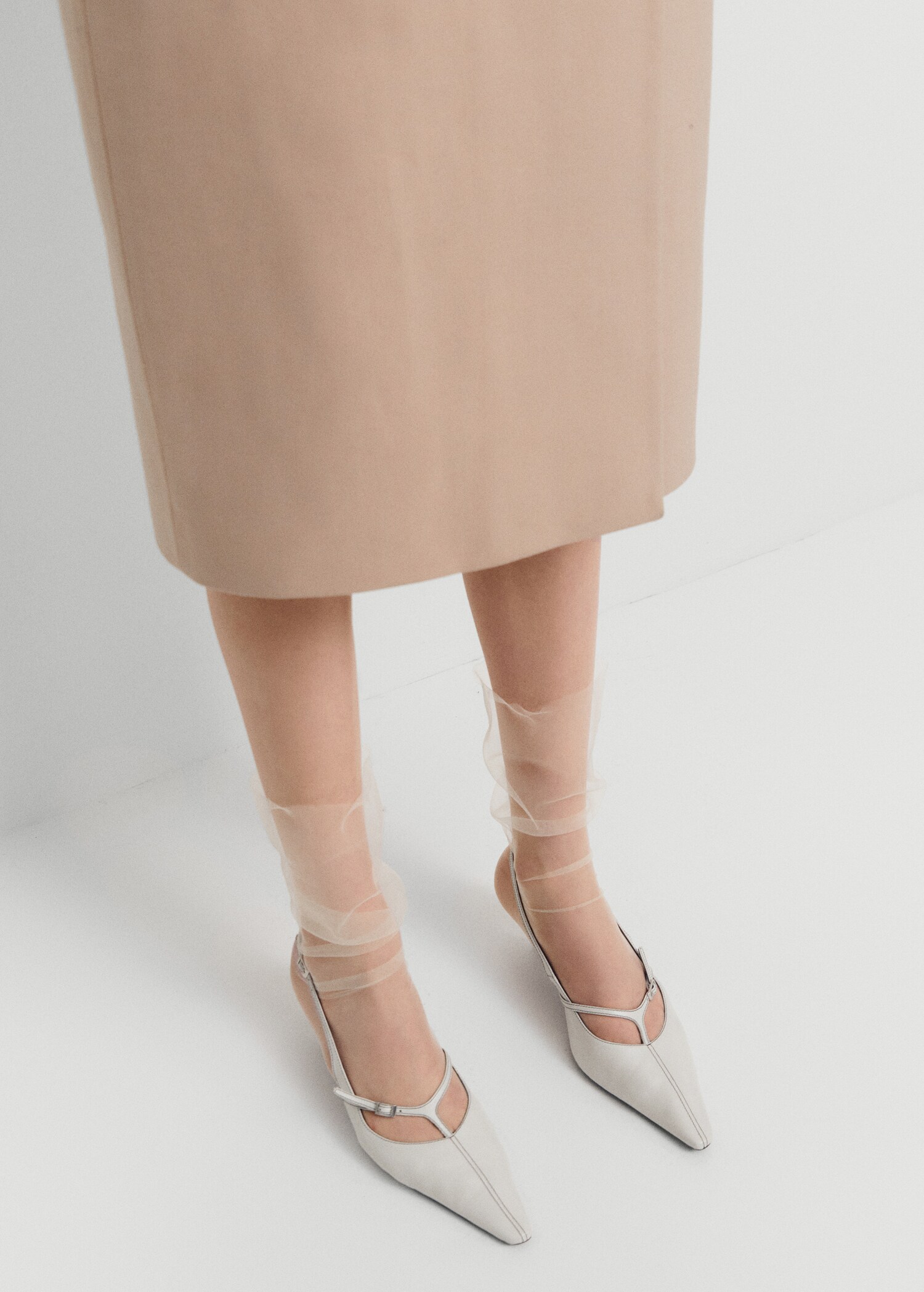 Leren sling-backs met hak en gespsluiting - Overzichtstekening