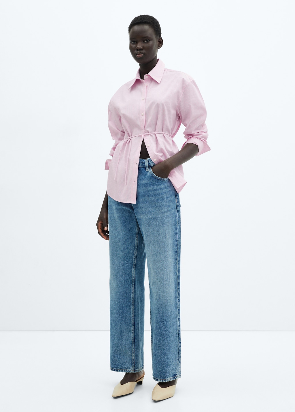 Striped bow blouse - Women | MANGO OUTLET USA