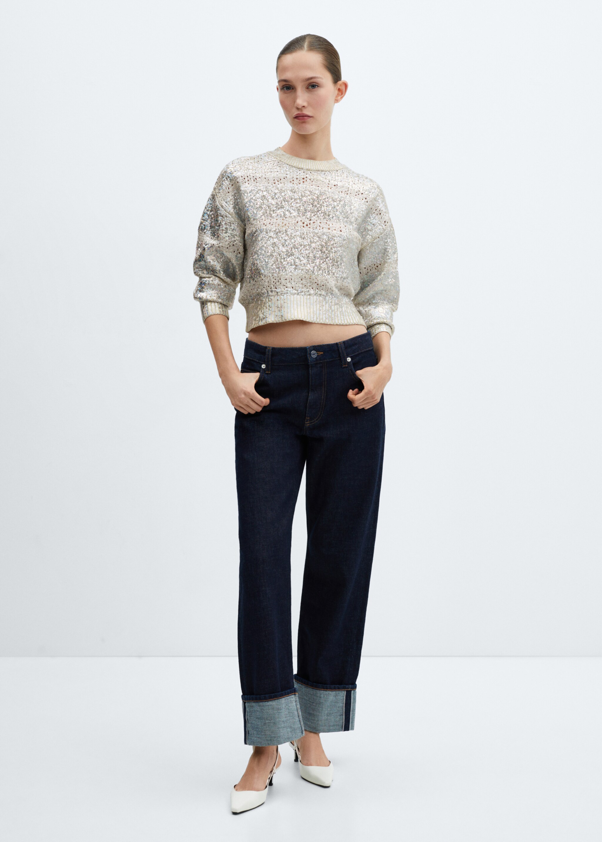 Foil sweater with iridescent effect - General plane, Silver. Ref: 67015754-00.