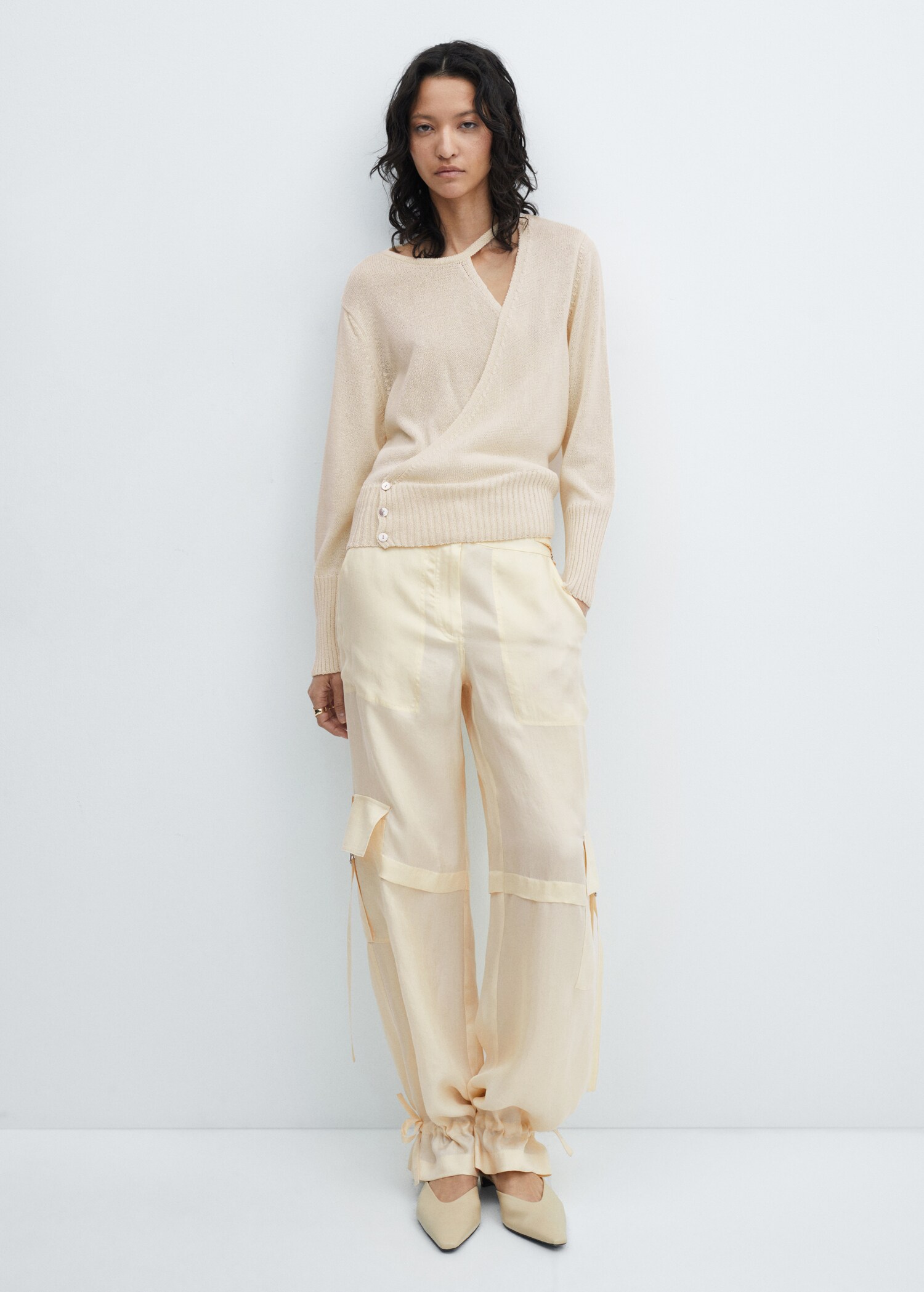 Wrap sweater with slit detail - General plane