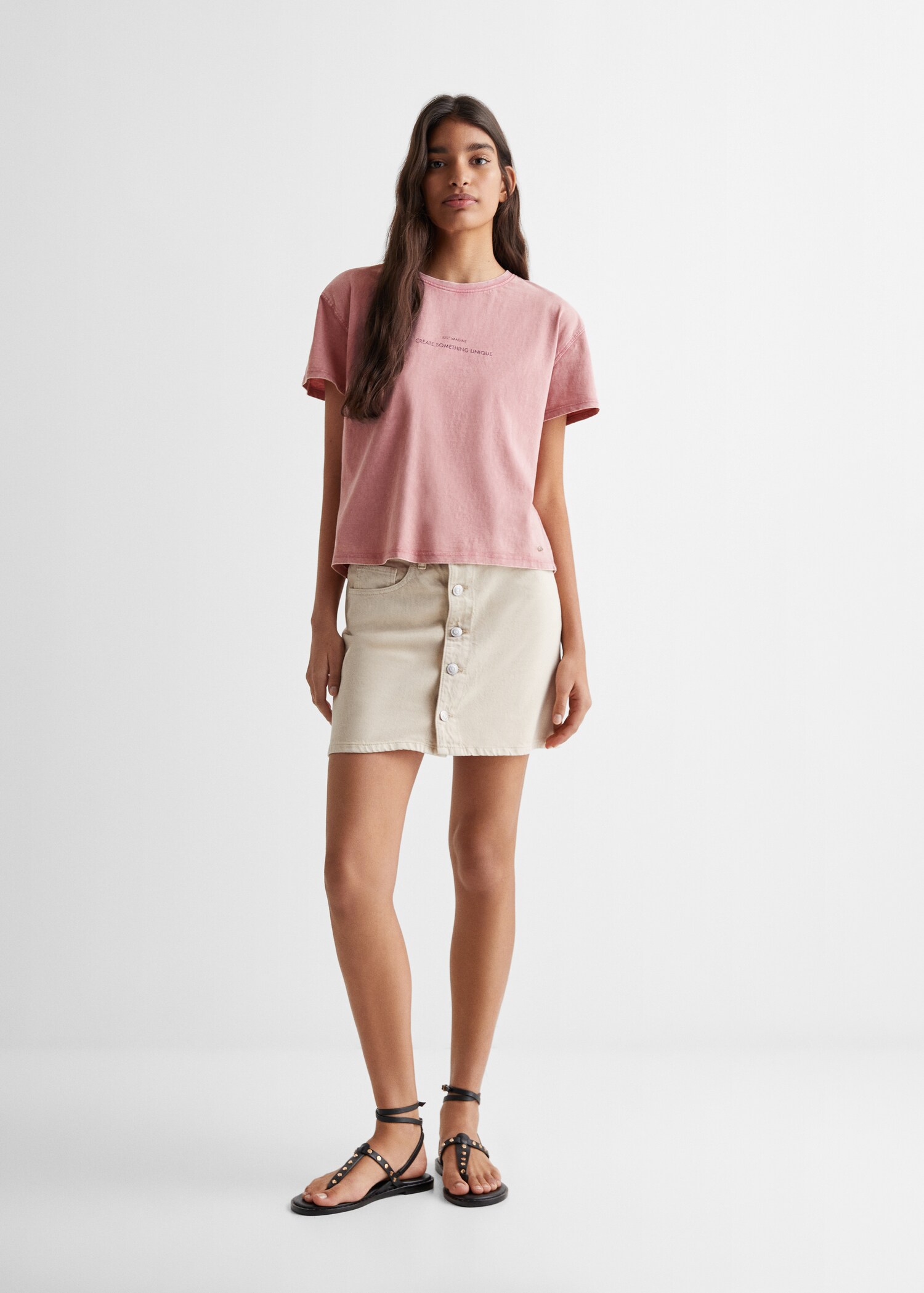 T-Shirt mit Textaufdruck - Allgemeine Ansicht