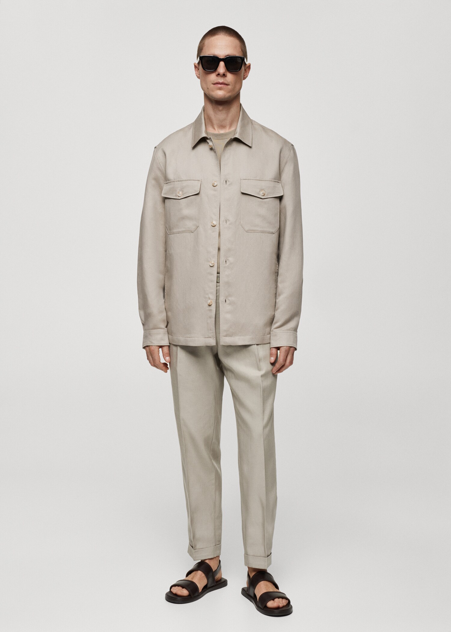 Linen overshirt with pockets - General plane