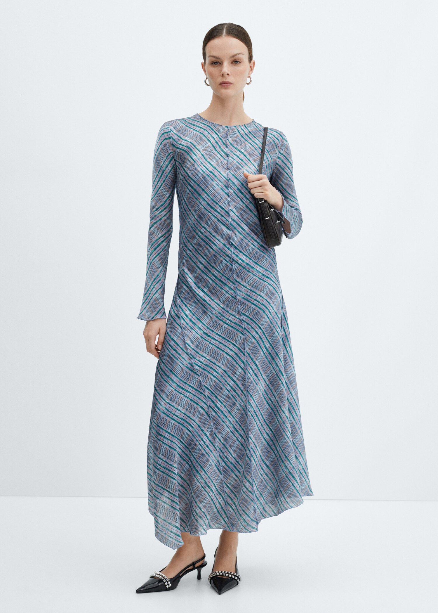 Satin check dress - General plane