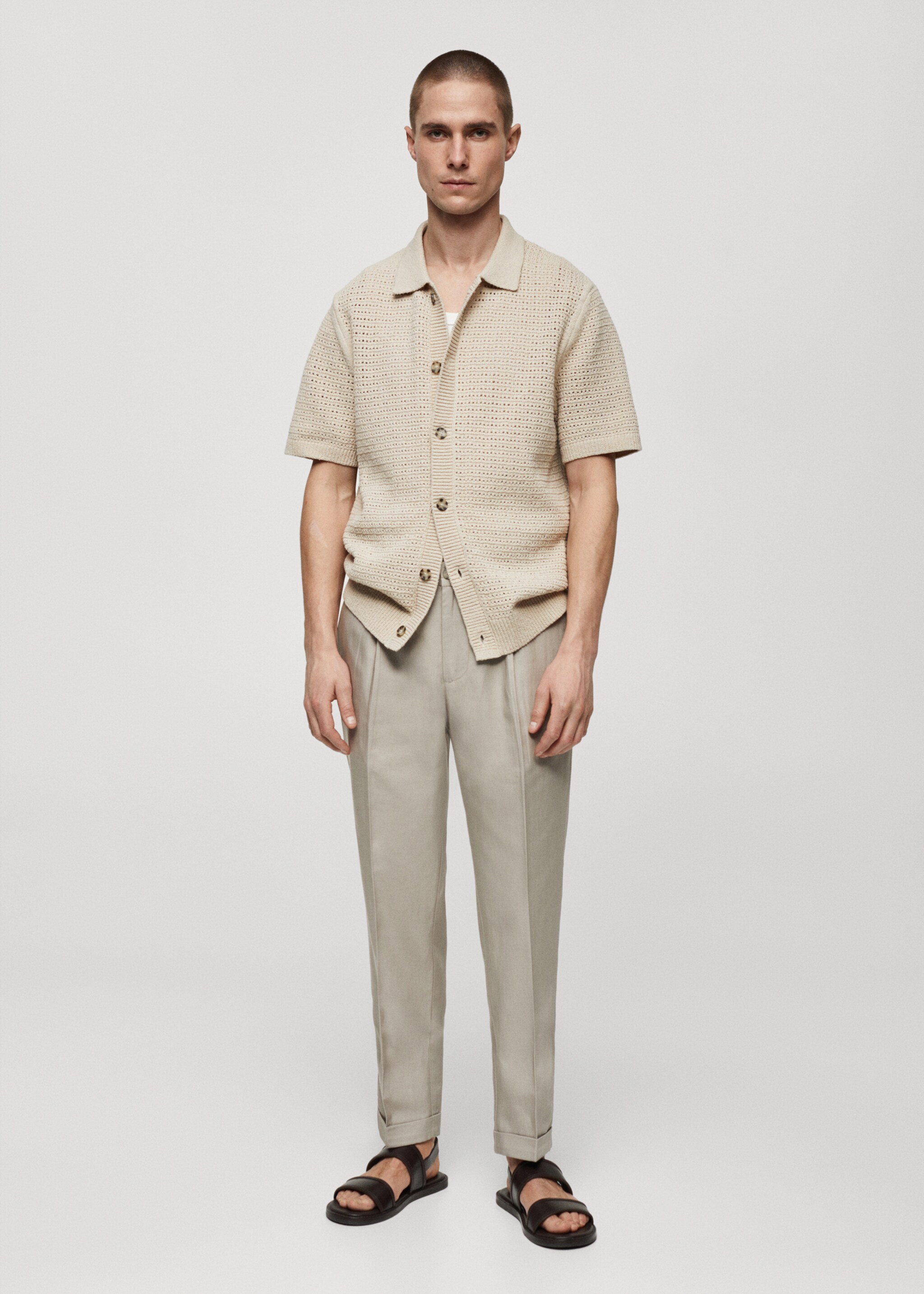 Pantalon mélange de lin pinces - Plan général