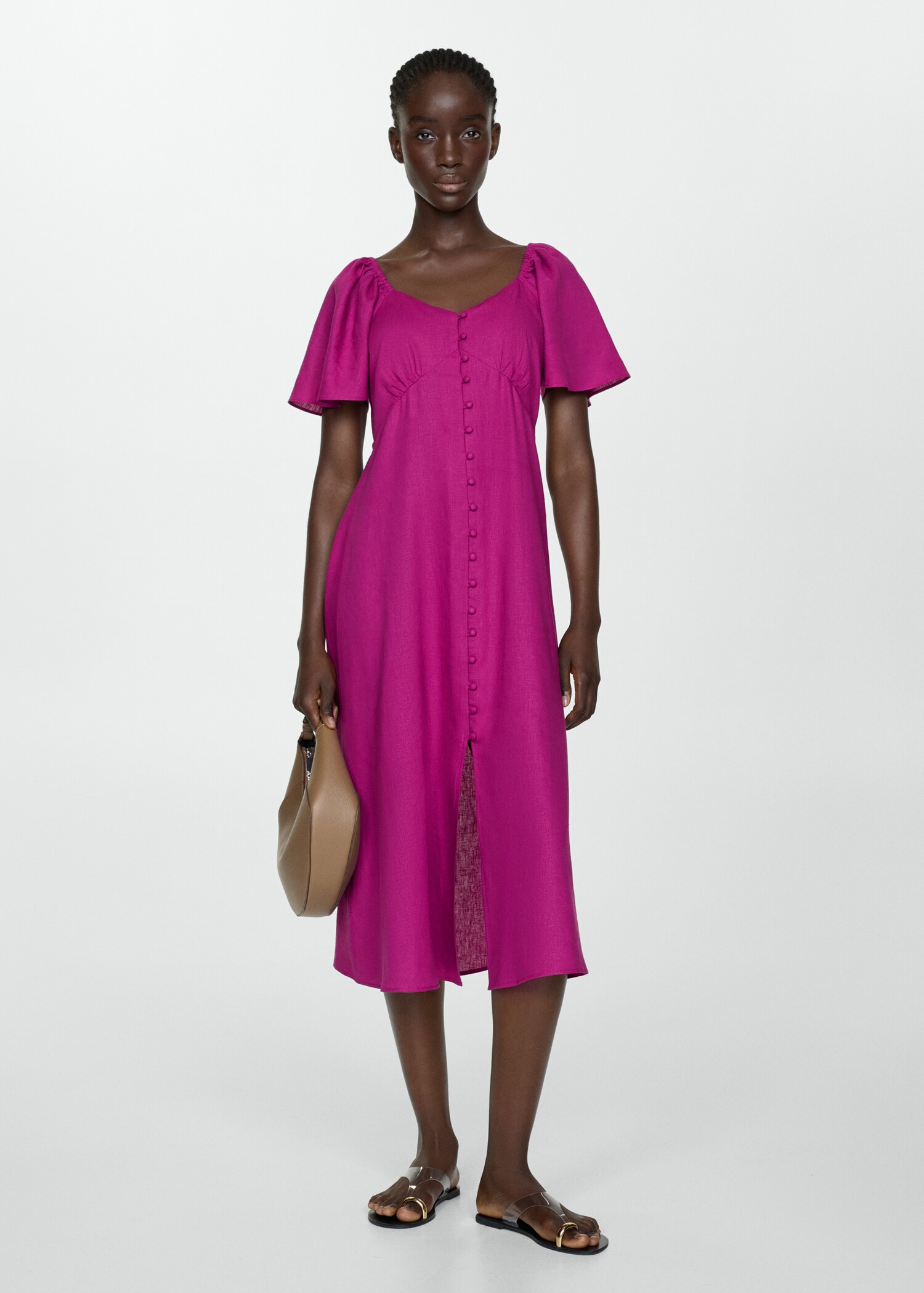 Leinenkleid mit Knöpfen - Allgemeine Ansicht