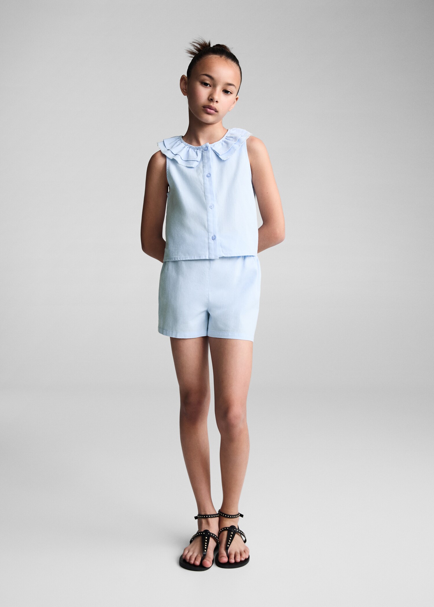 Button linen-blend blouse - General plane