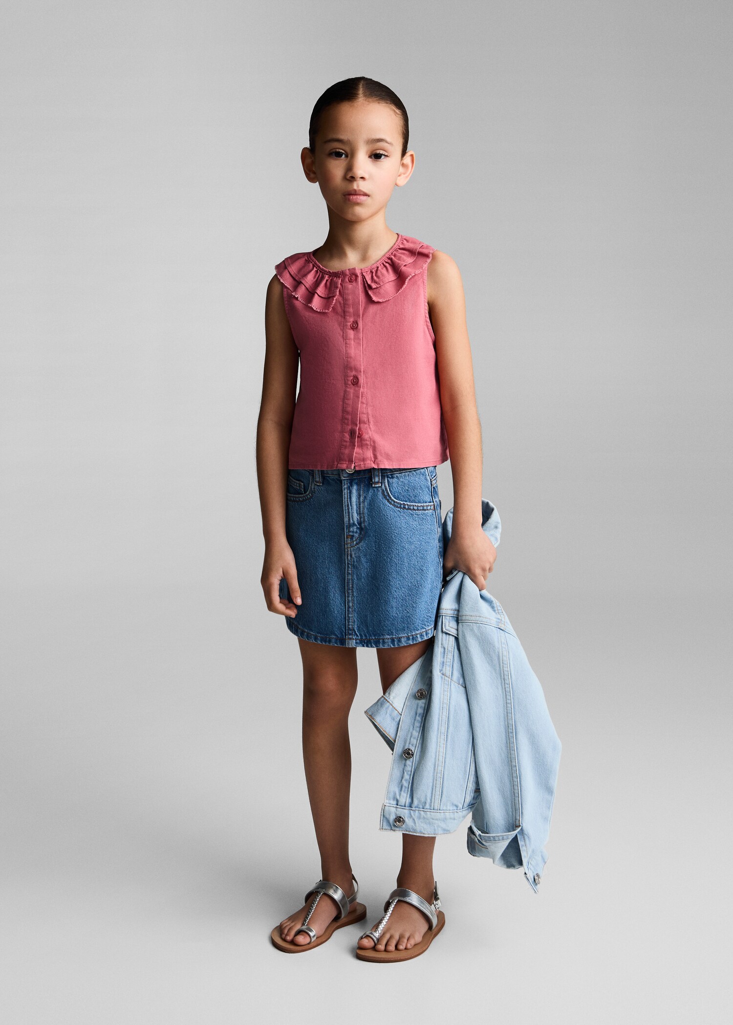 Button linen-blend blouse - General plane