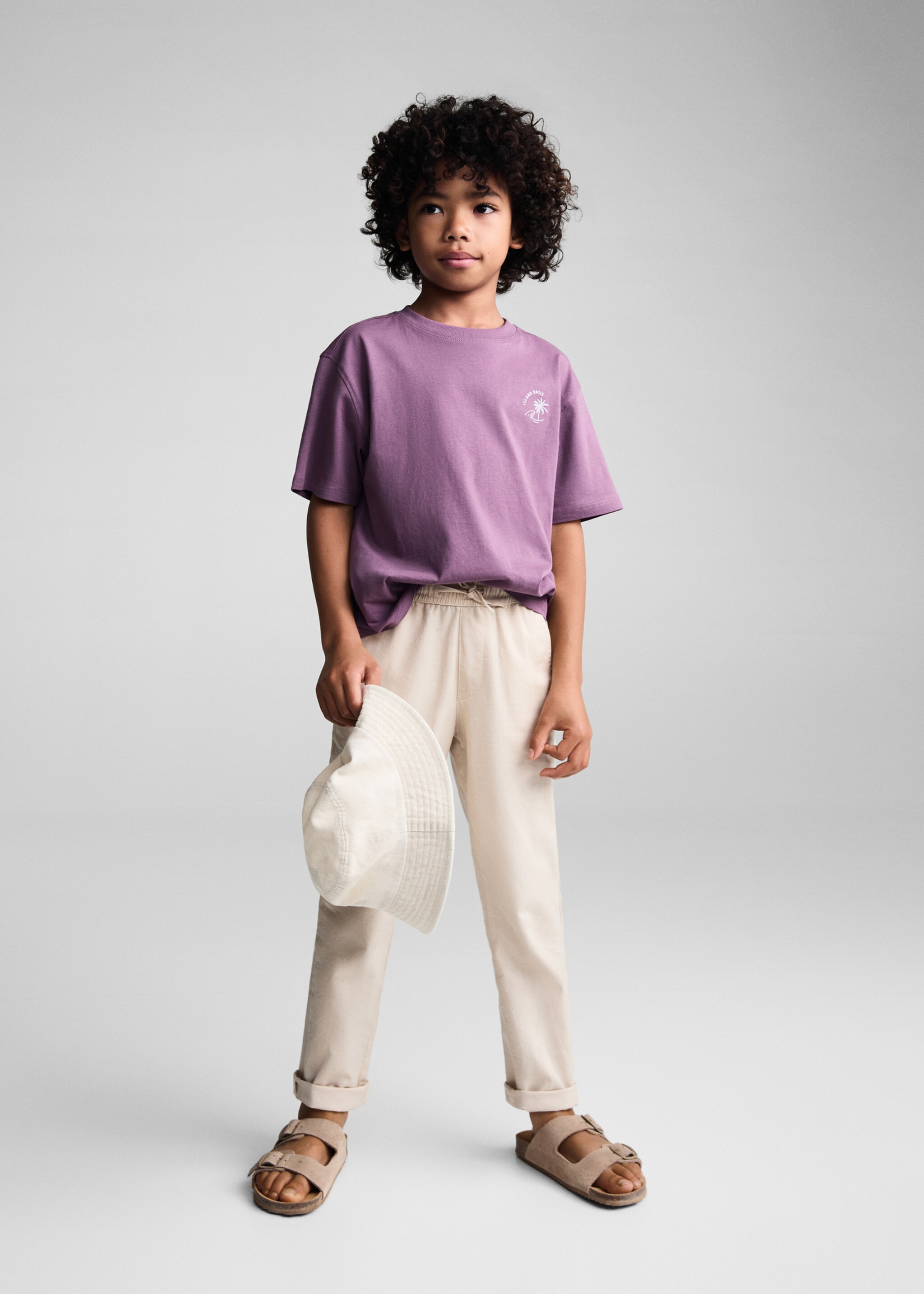 Bedrucktes Baumwoll-T-Shirt - Allgemeine Ansicht, Lila. Ref: 67017927-00.