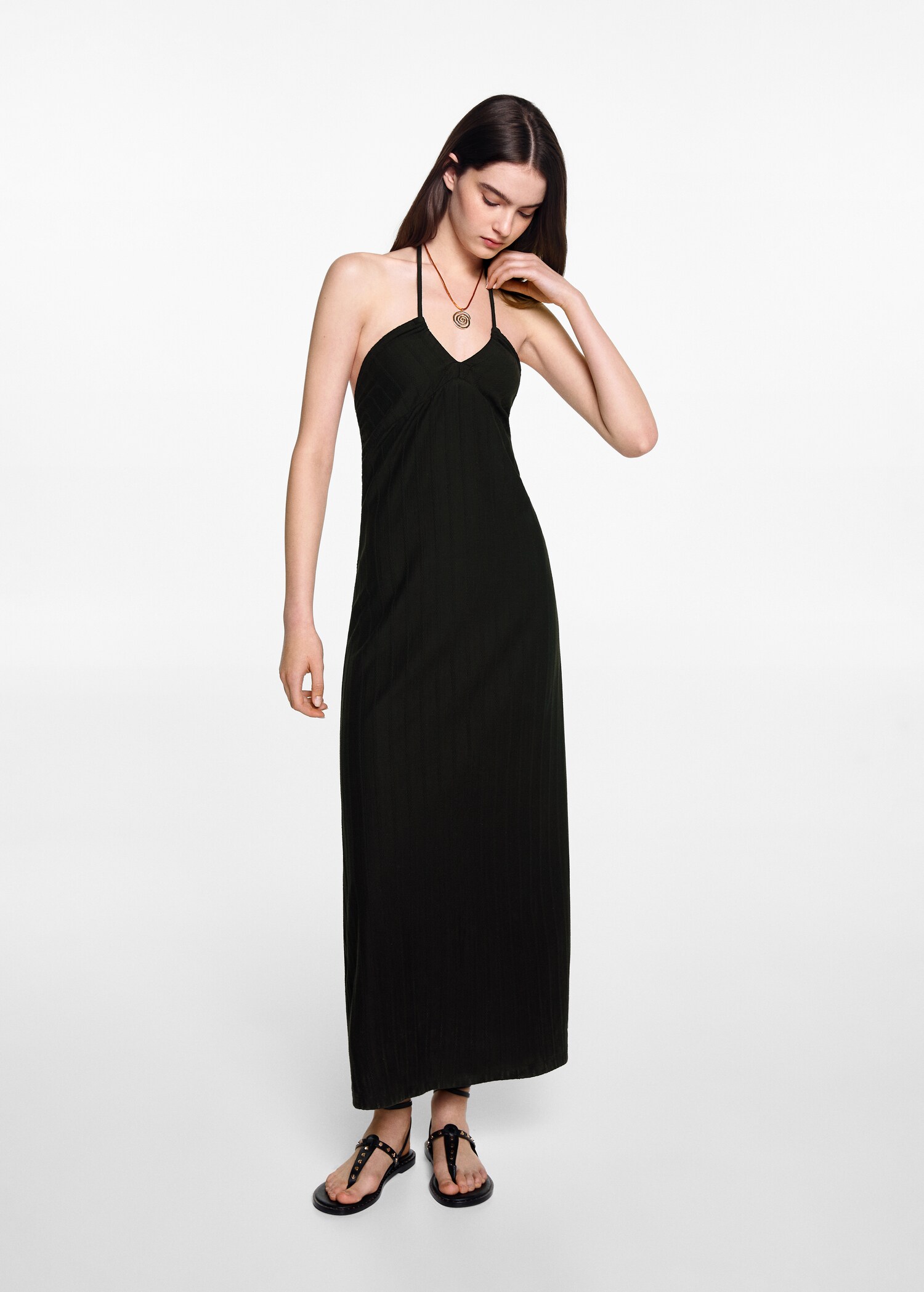 Langes Kleid mit Texturmuster - Allgemeine Ansicht