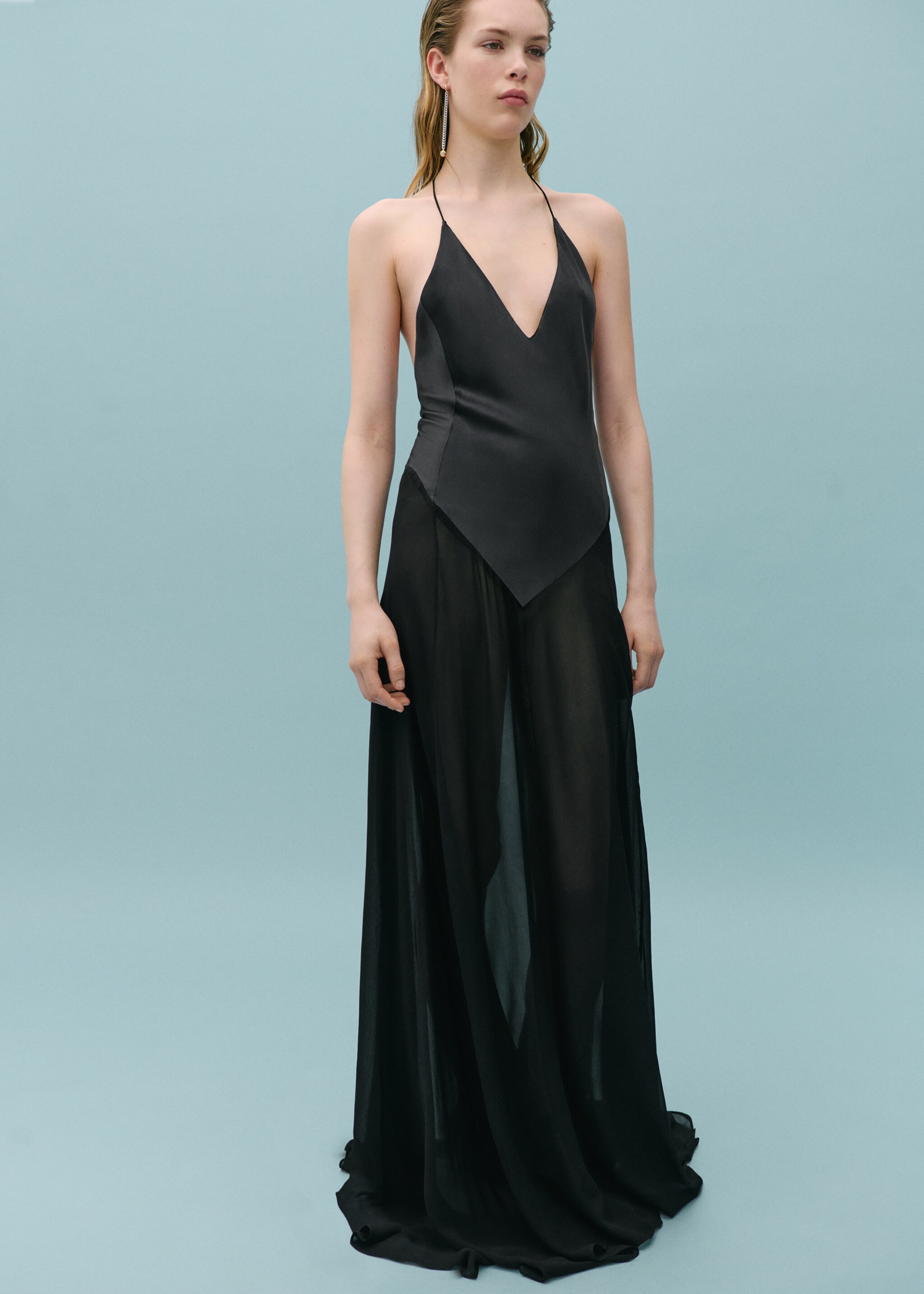 Halbdurchsichtiges Seidenkleid mit kombiniertem Unterkleid - Allgemeine Ansicht