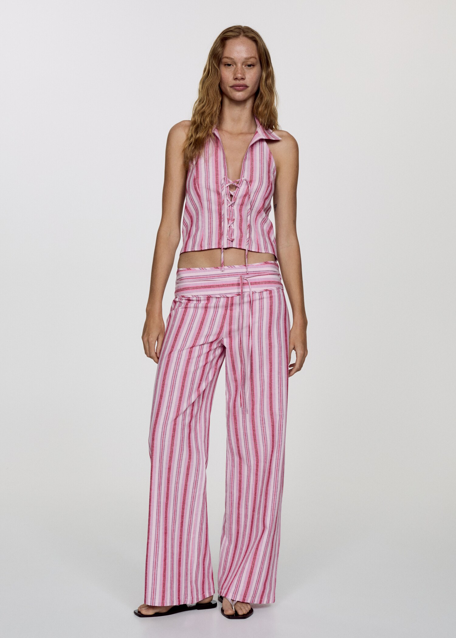 Striped halter-neck top - General plane