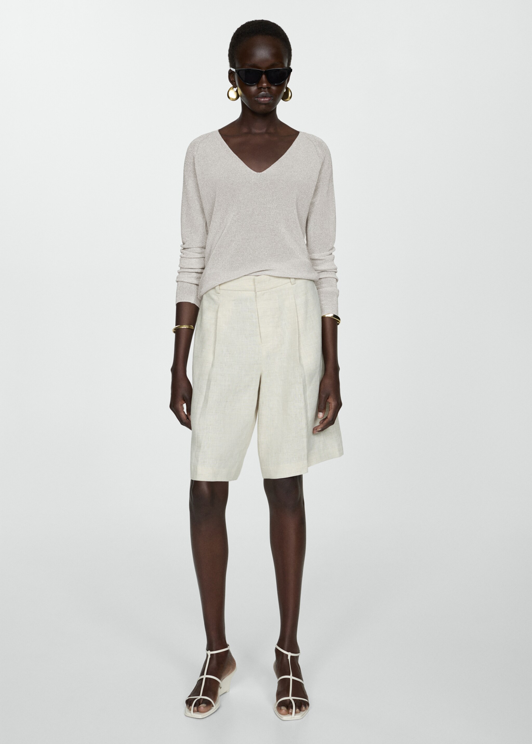 V-neck lurex sweater - General plane