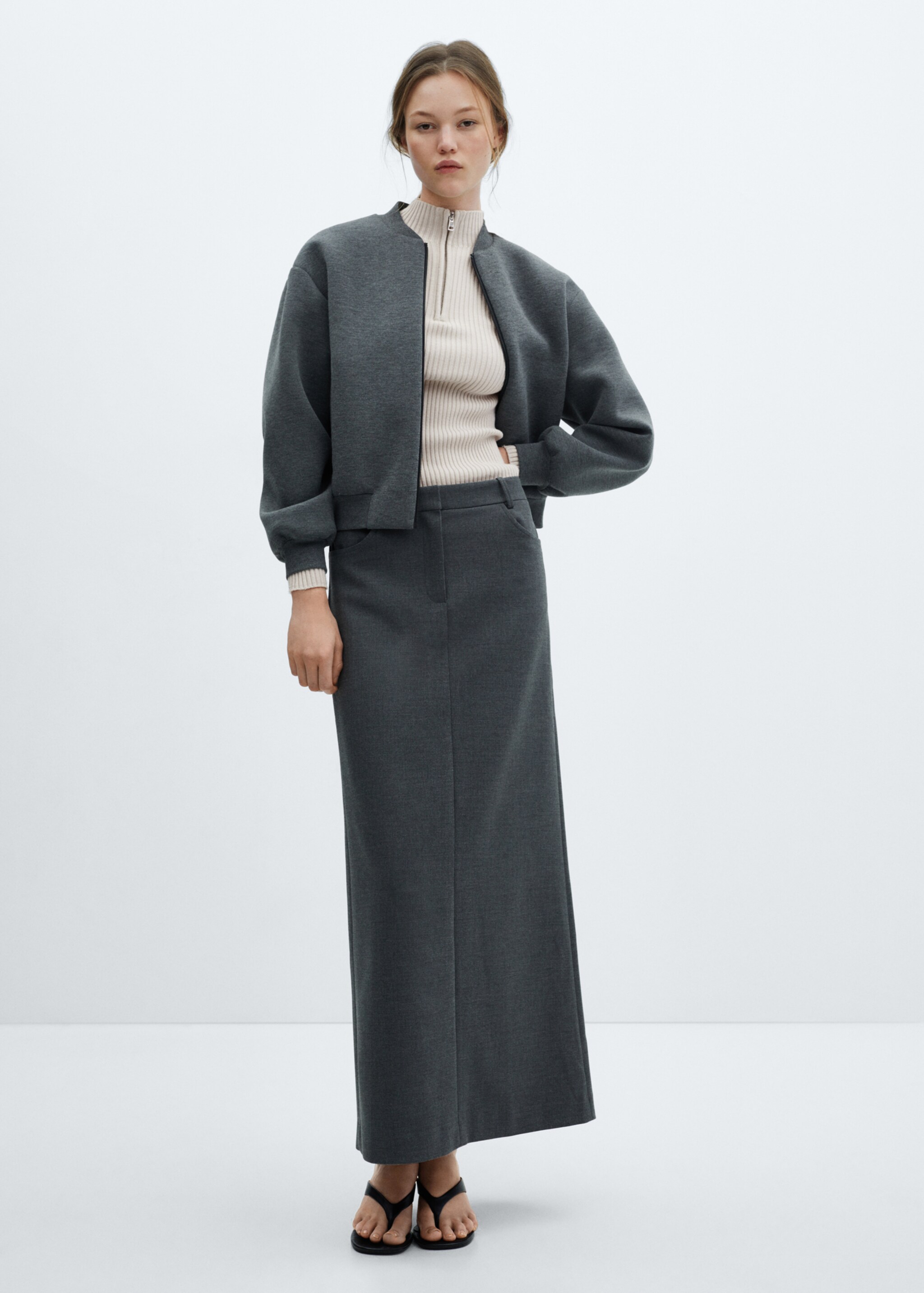 Pull-over zippé maille côtelée - Plan général