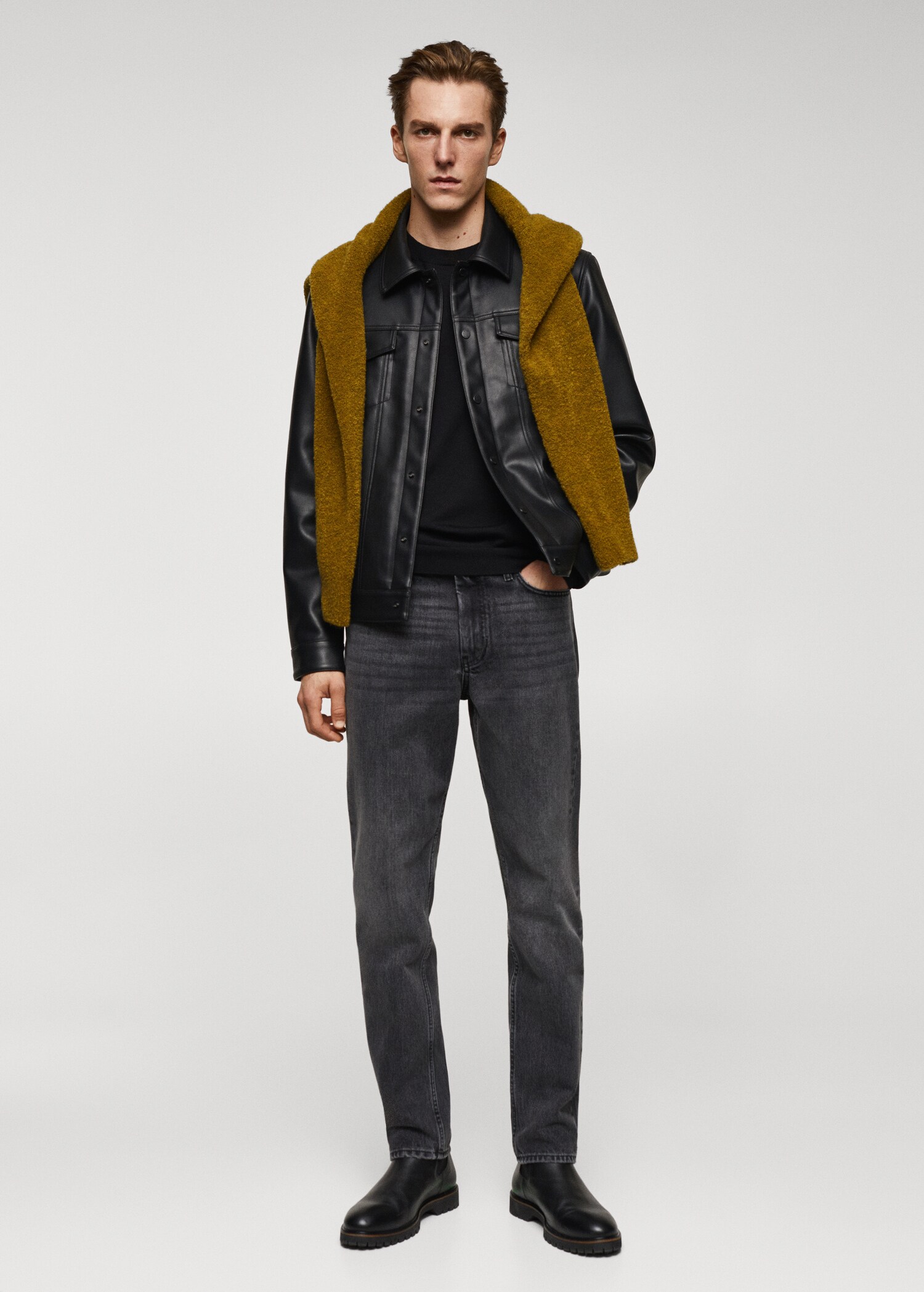 Leather-effect jacket with pockets - General plane