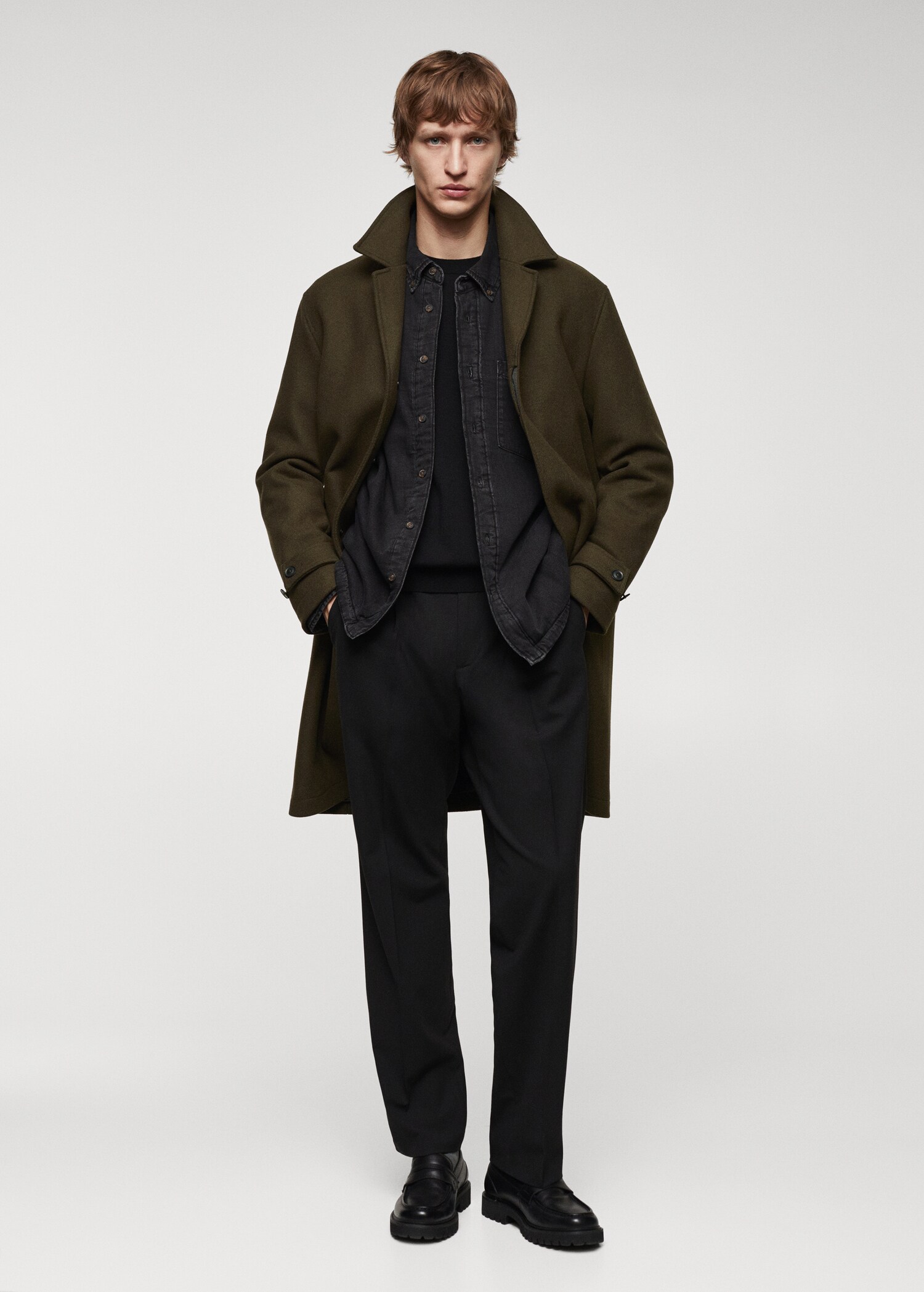 Regular fit wool coat - General plane