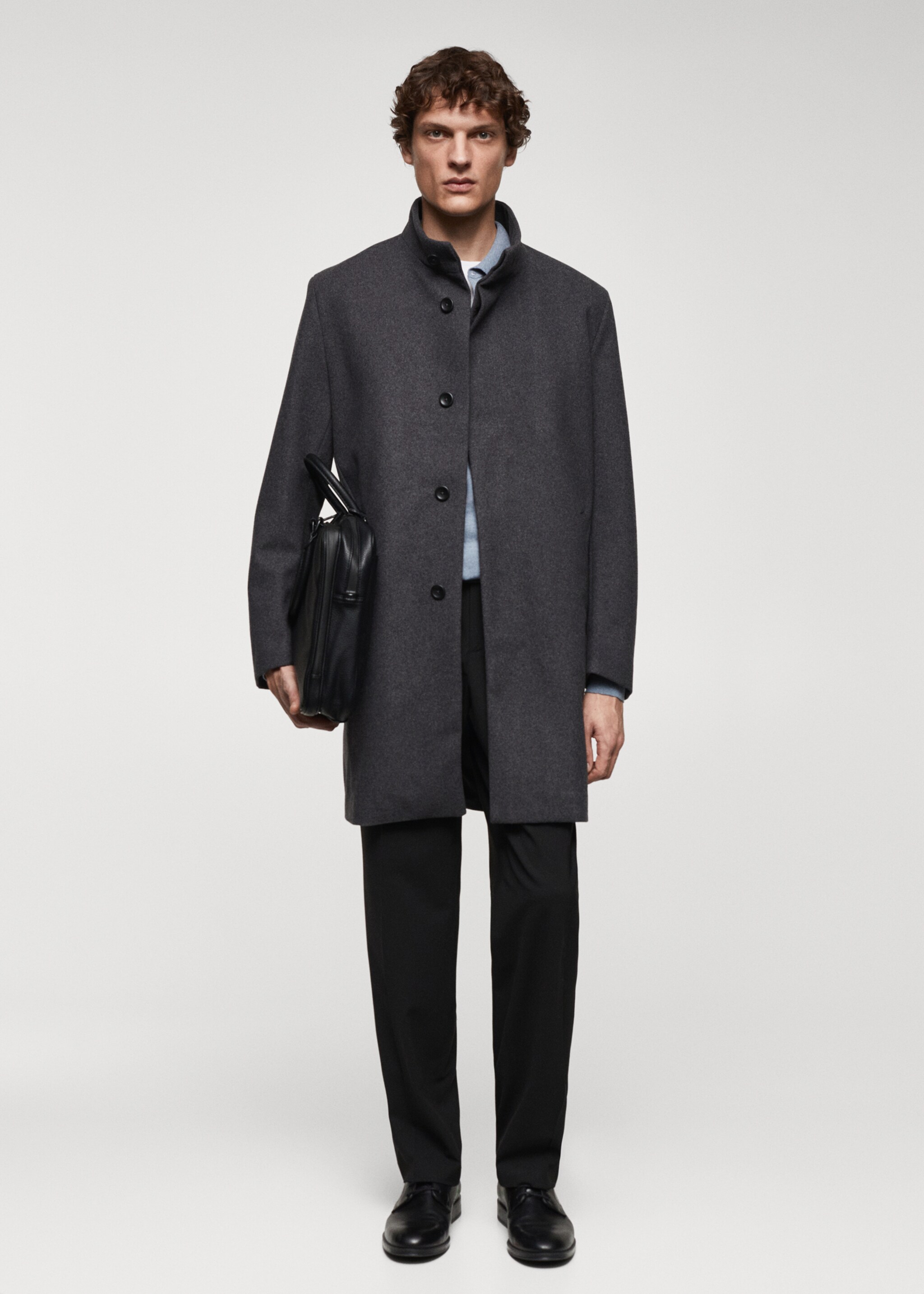 Wool funnel neck coat - General plane