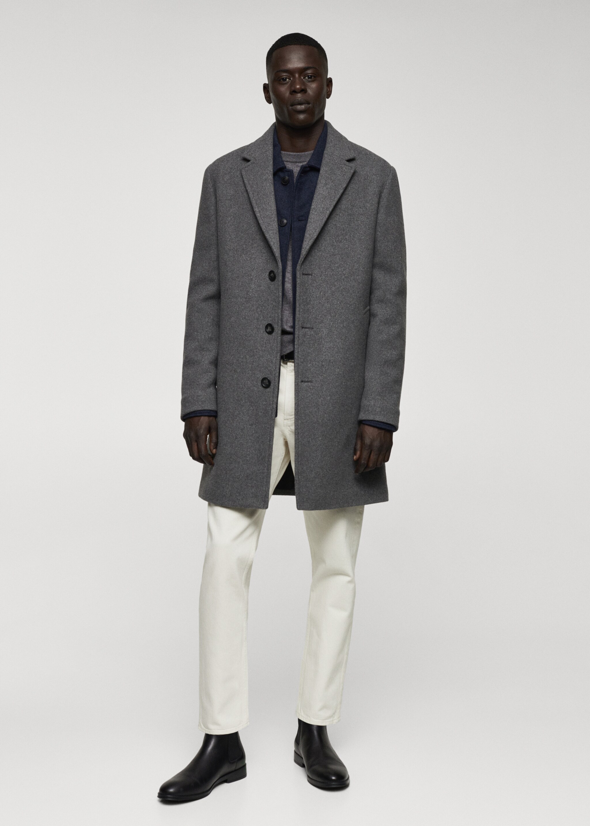 Lightweight recycled wool coat - General plane, Light Heather Grey. Ref: 67020628-00.