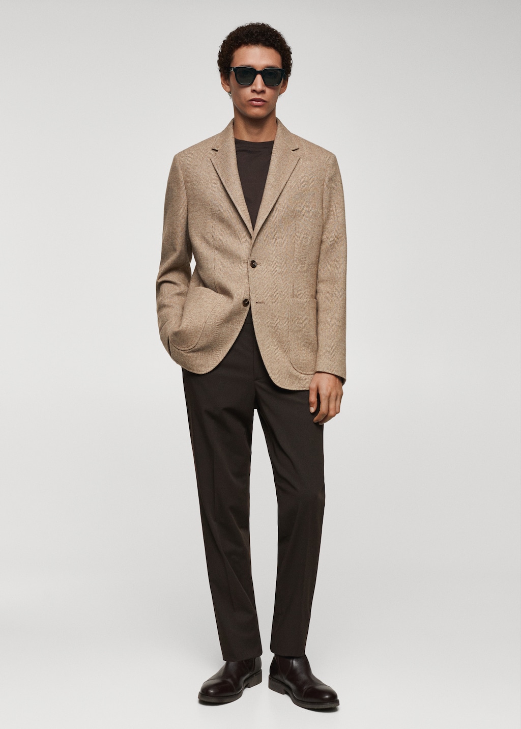 Slim-fit herringbone wool suit jacket - Men | MANGO OUTLET USA