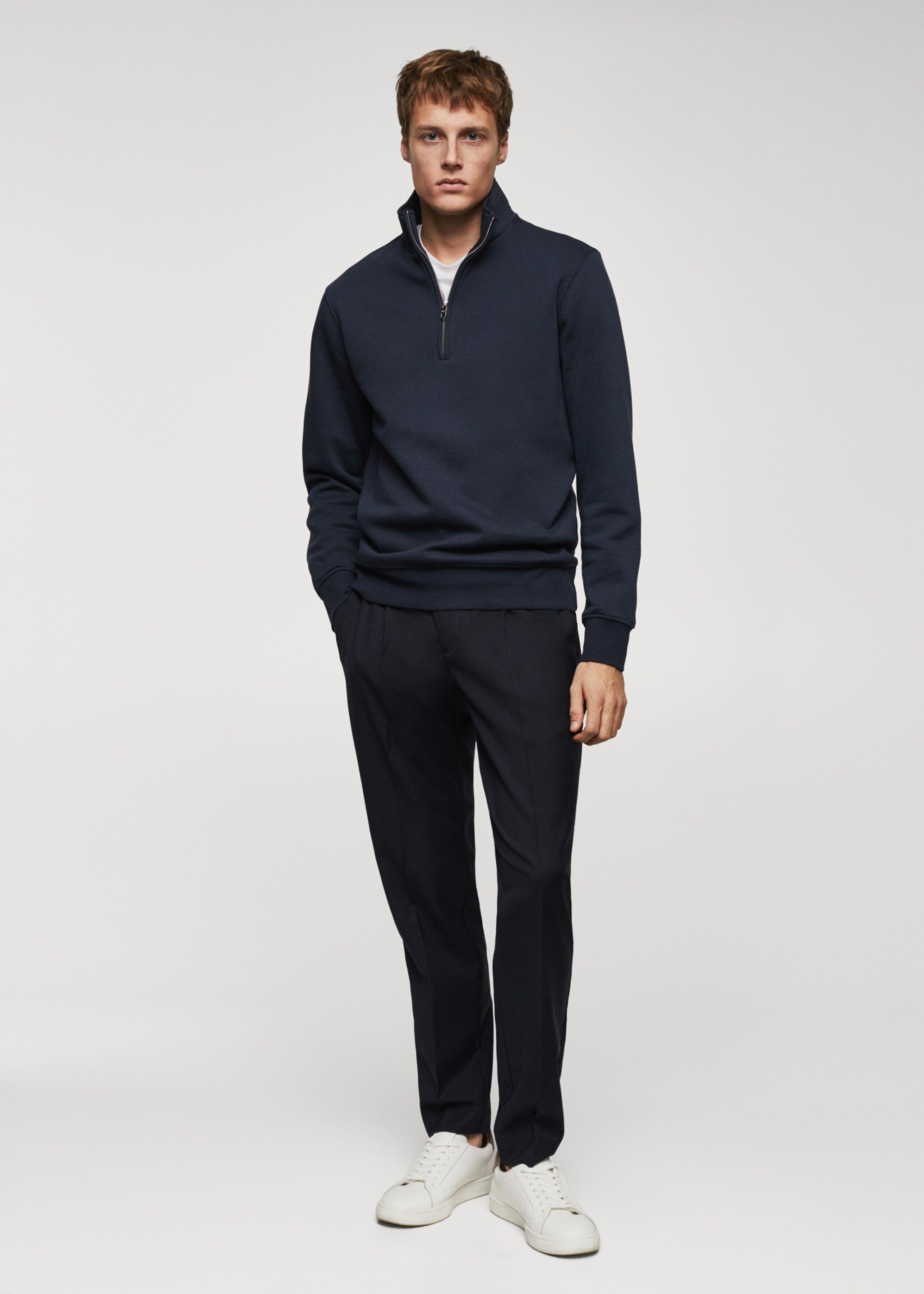 Cotton sweatshirt with zipper neck - General plane