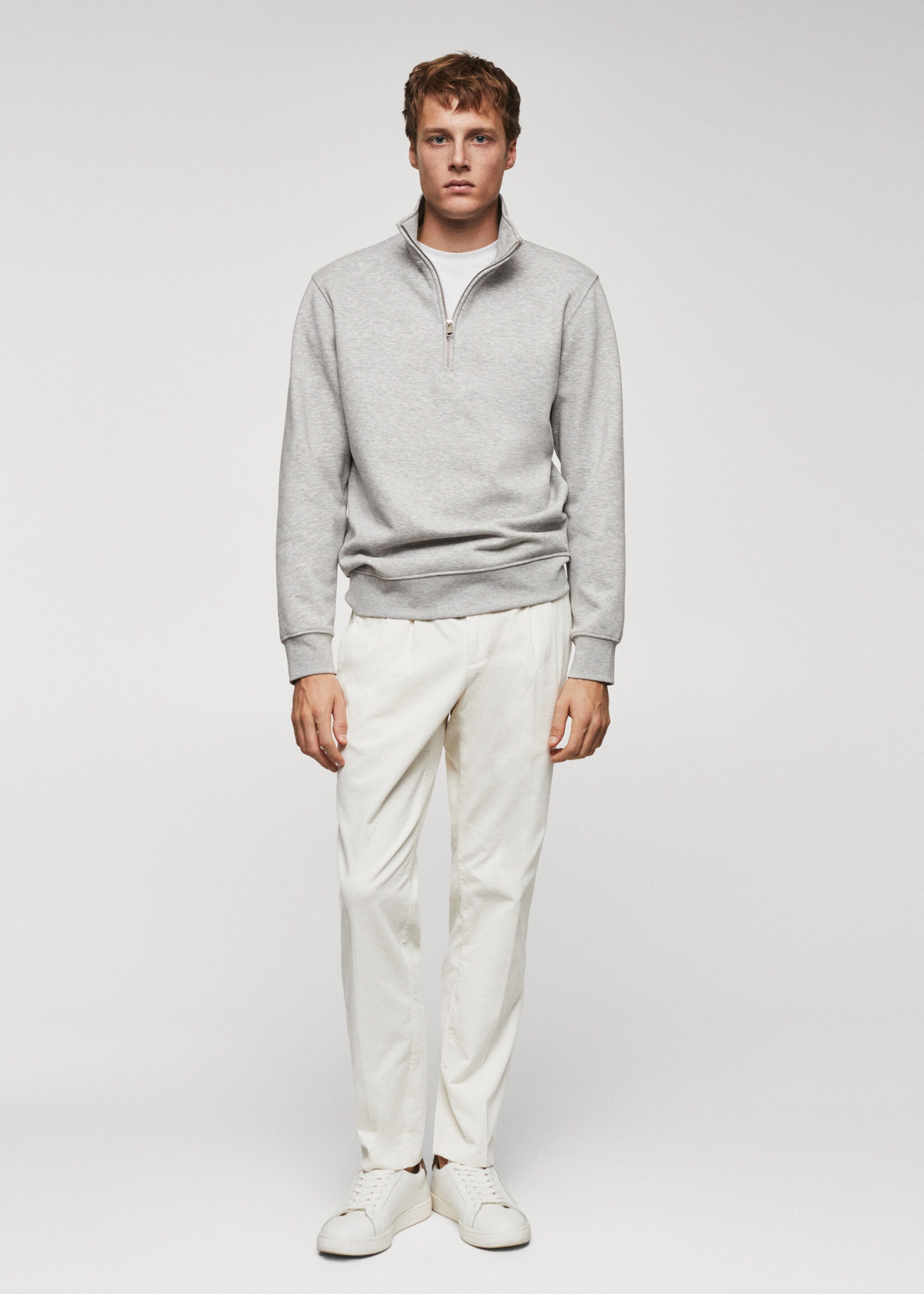 Baumwollsweatshirt mit Zip-Kragen - Allgemeine Ansicht