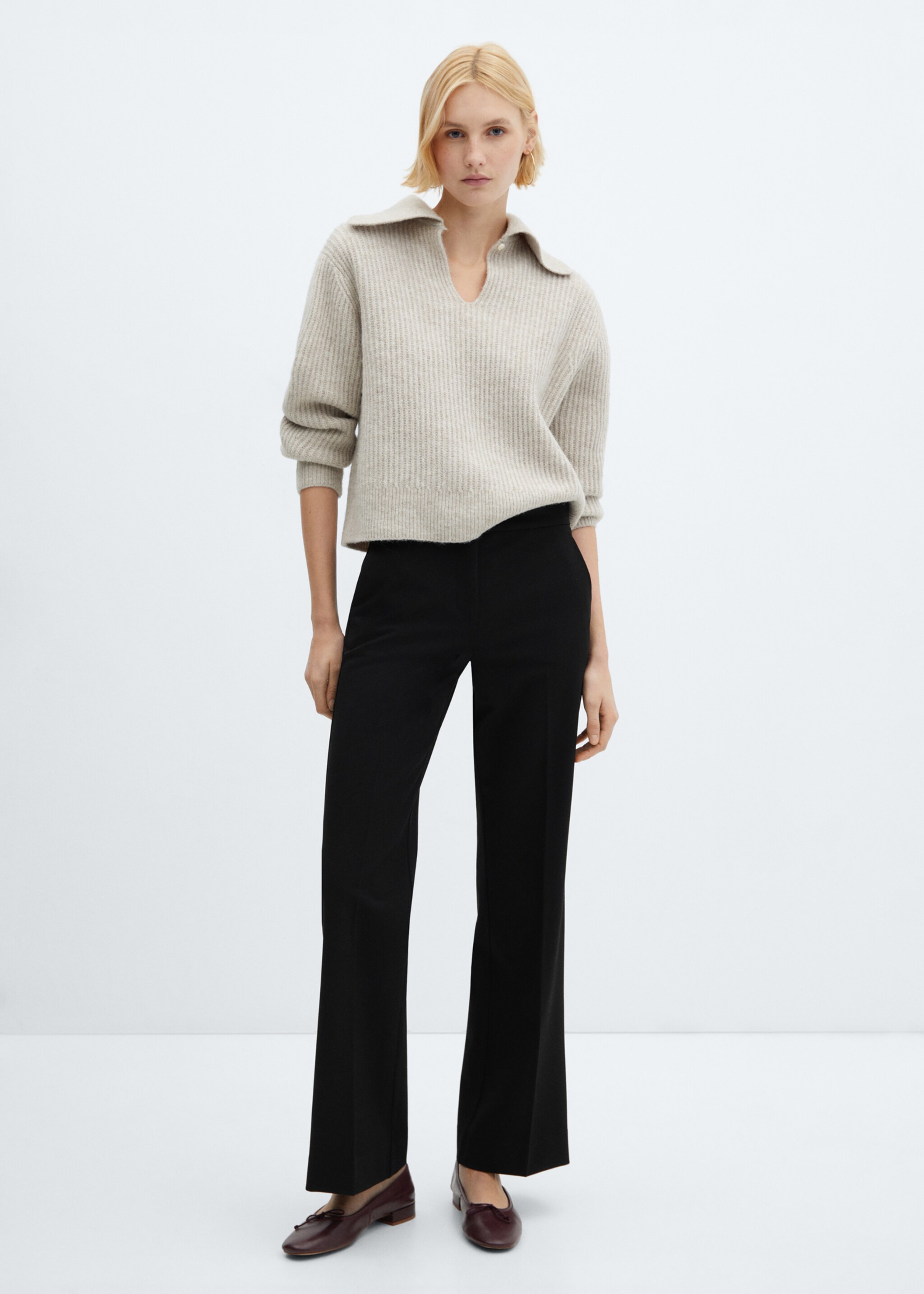 Mid-rise wide leg trousers - General plane