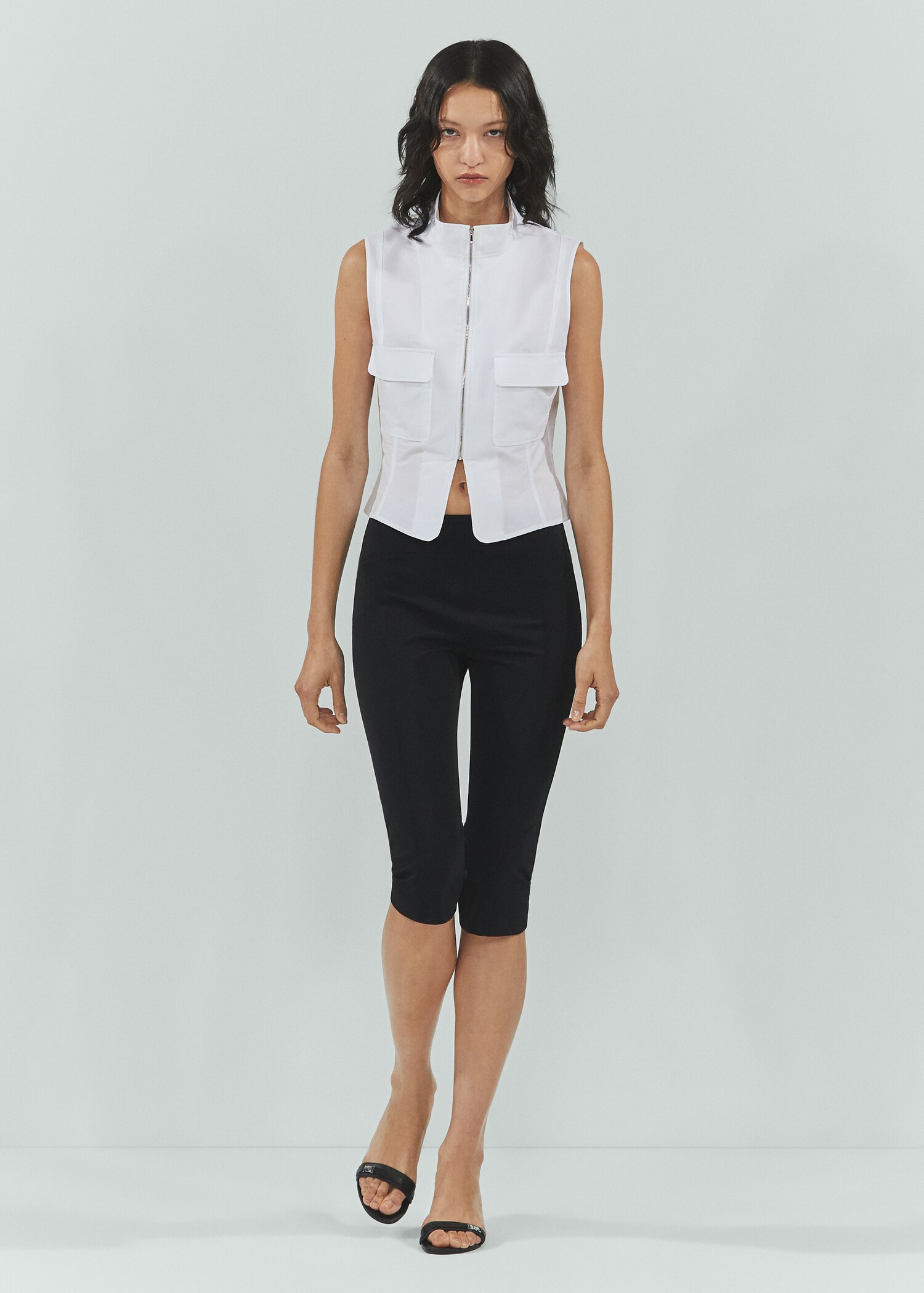 Katoenen mouwloze blouse met rits - Overzichtstekening