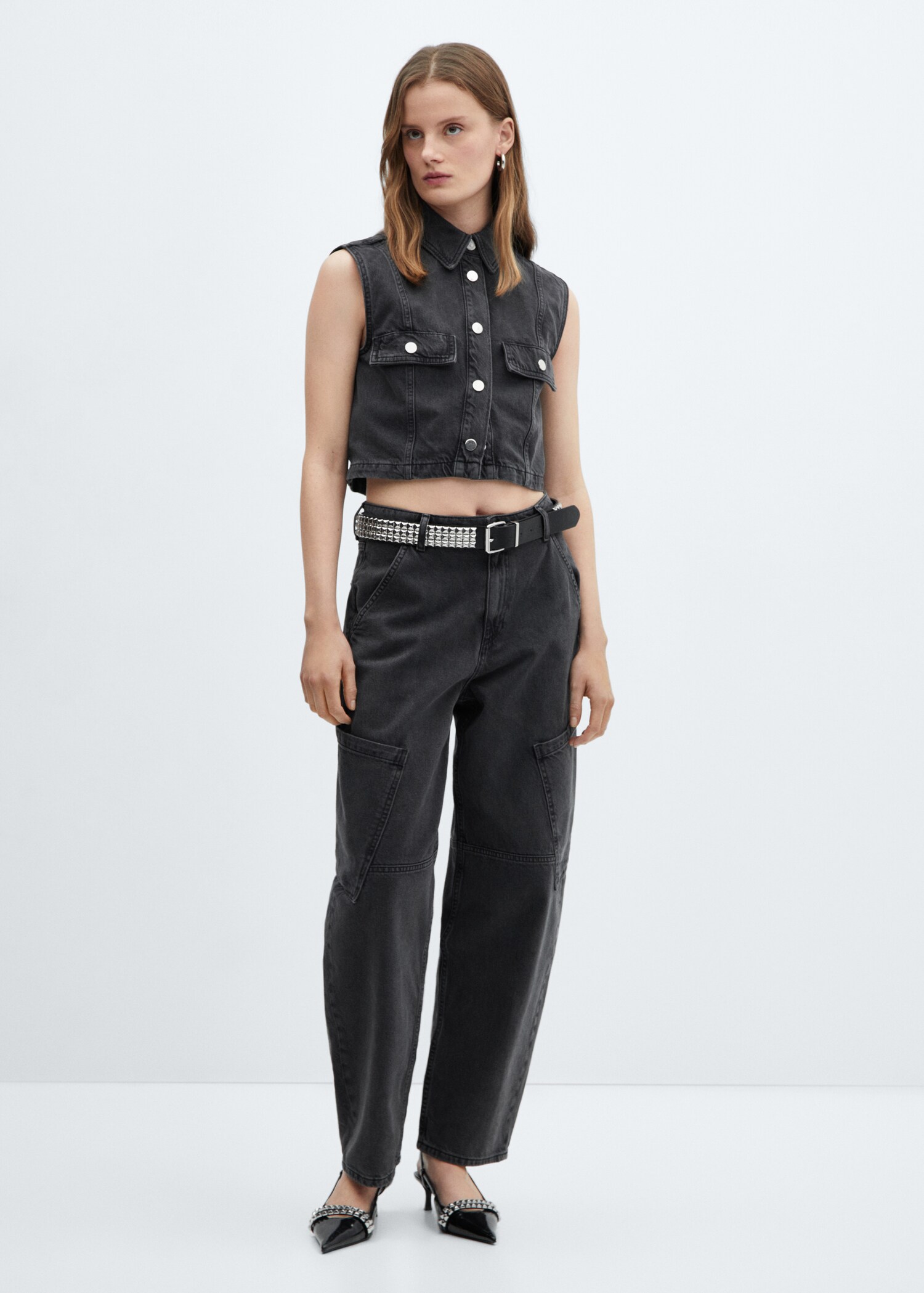 Slouchy-Cargo-Jeans mit mittlerer Bundhöhe - Allgemeine Ansicht