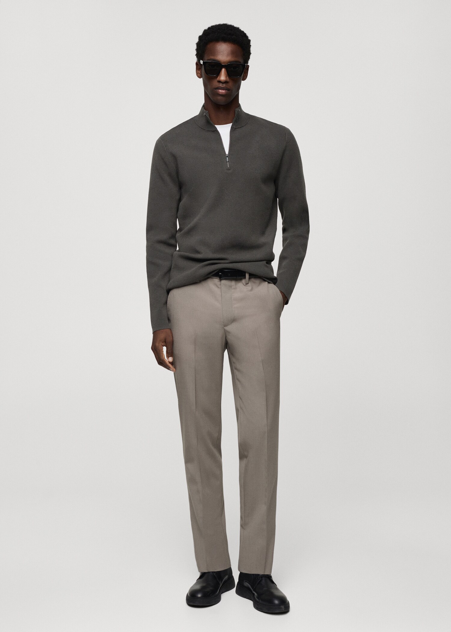 Perkins-neck sweater with zip - General plane