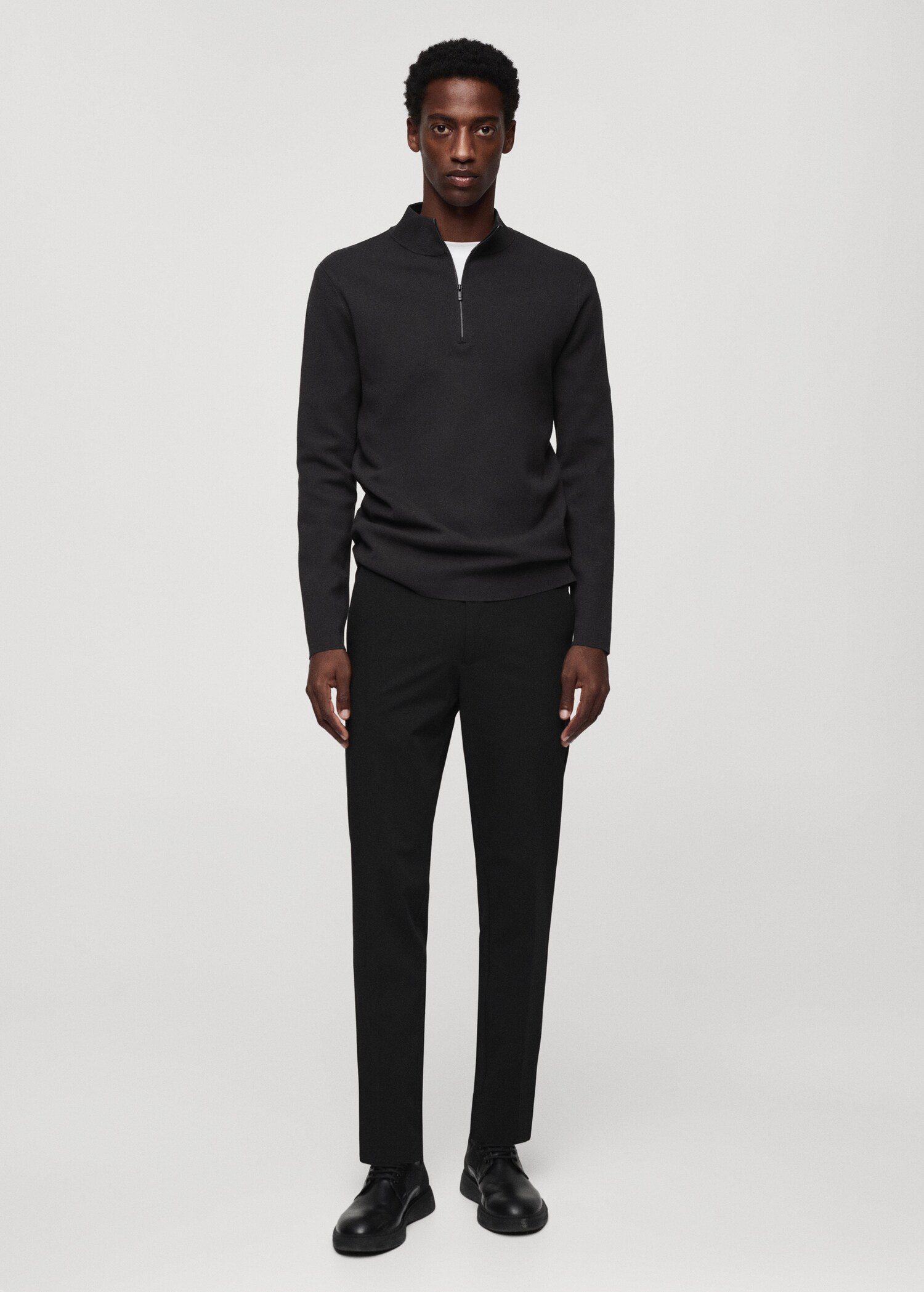 Perkins-neck sweater with zip - General plane