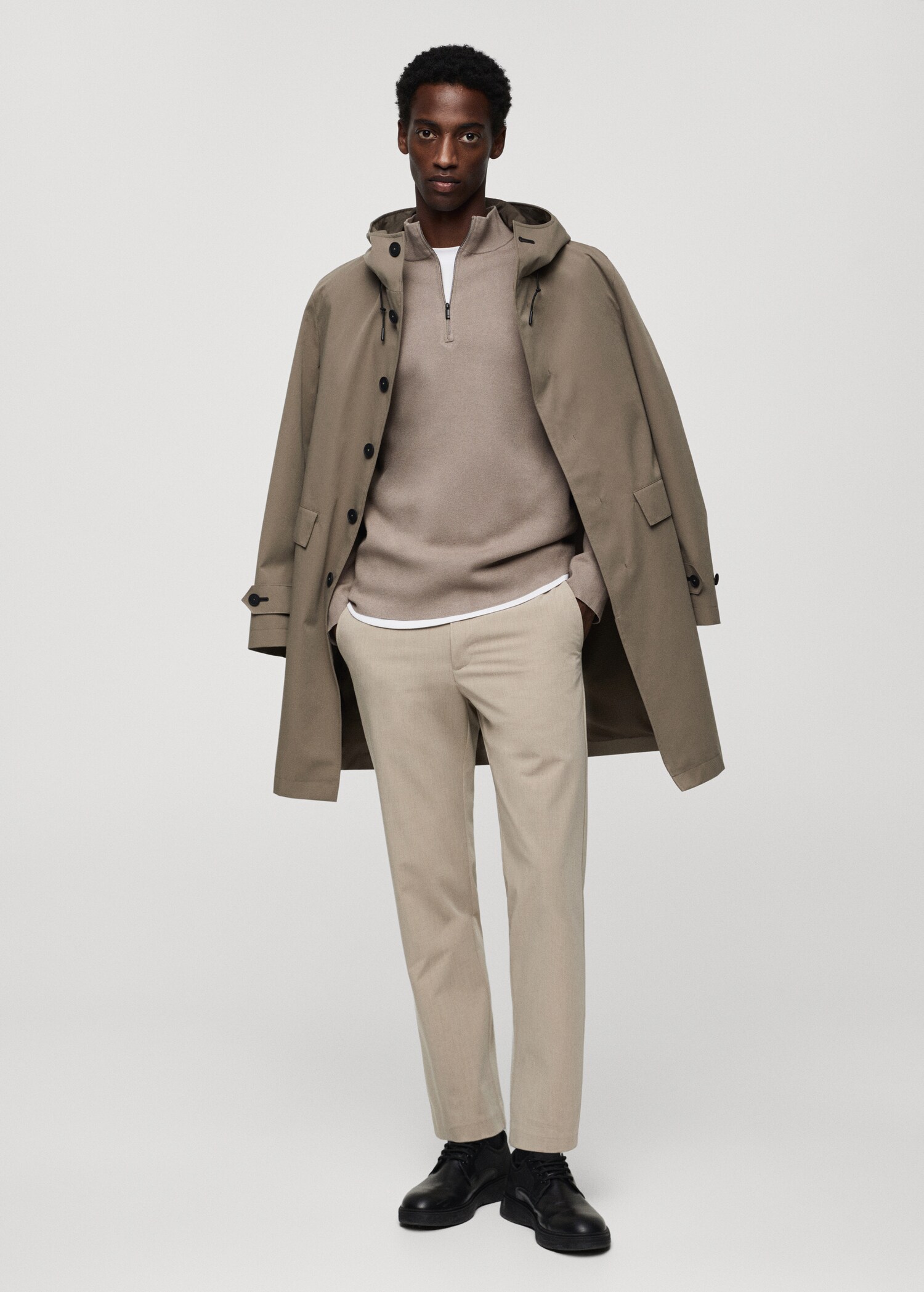 Perkins-neck sweater with zip - General plane